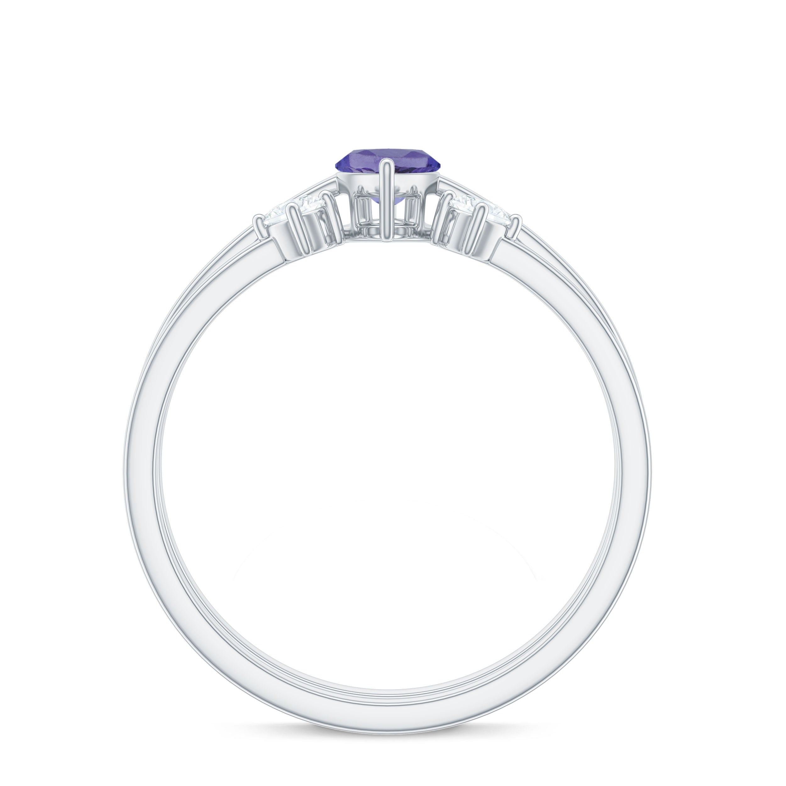 Natural 0.6 Carat Marquise Tanzanite Diamond Promise Ring Set of 2