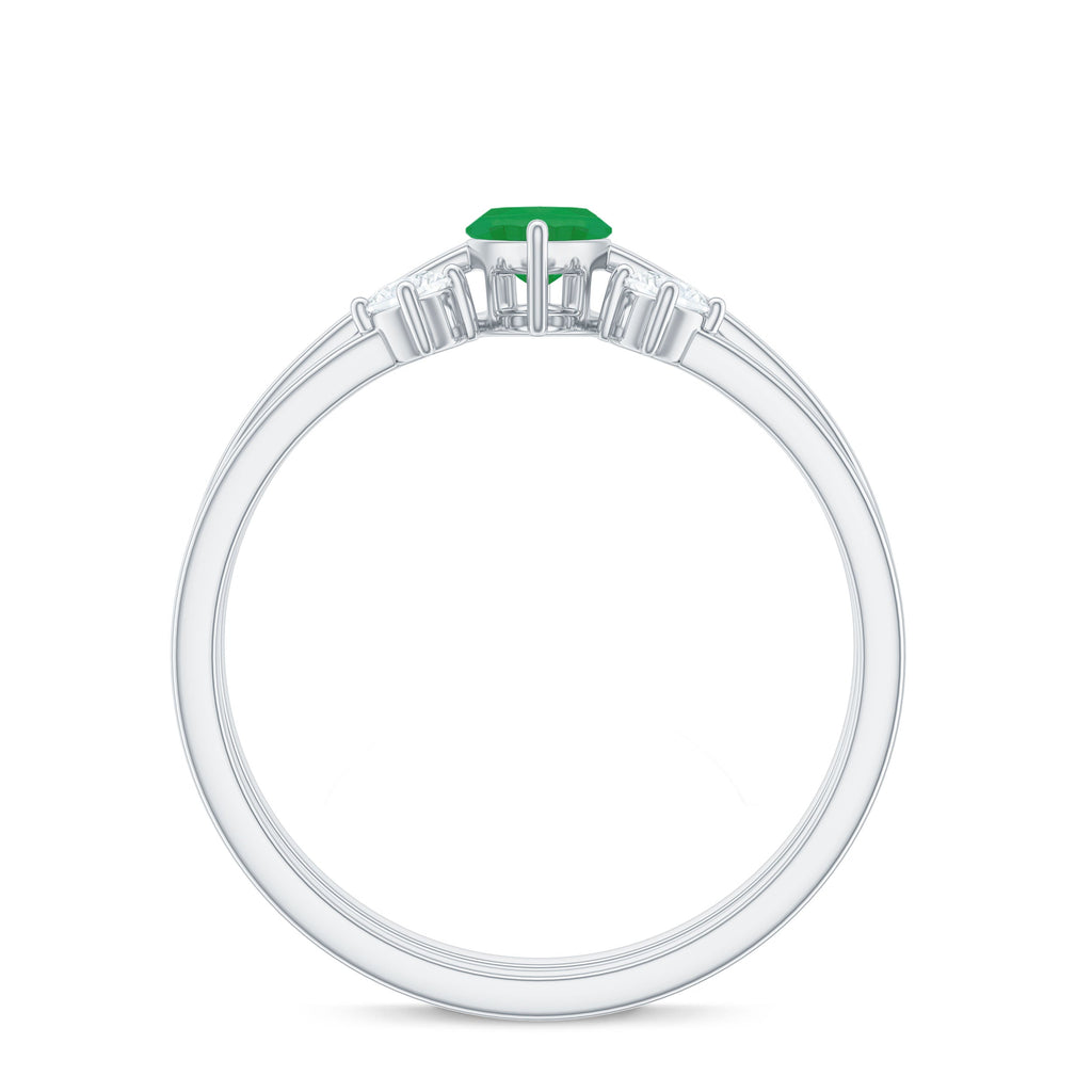 Natural 0.8 Carat Marquise Emerald Diamond Promise Ring Set of 2