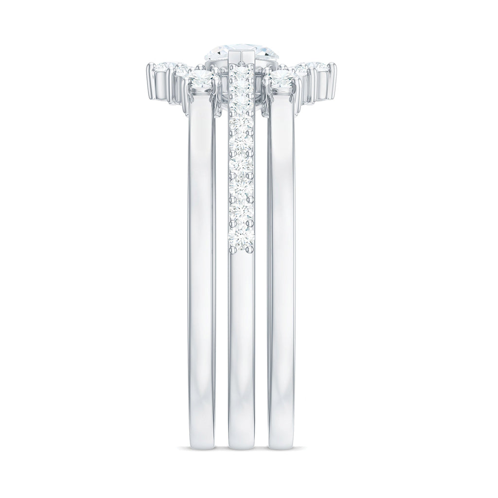 Certified Moissanite Trio Bridal Ring Set for Women
