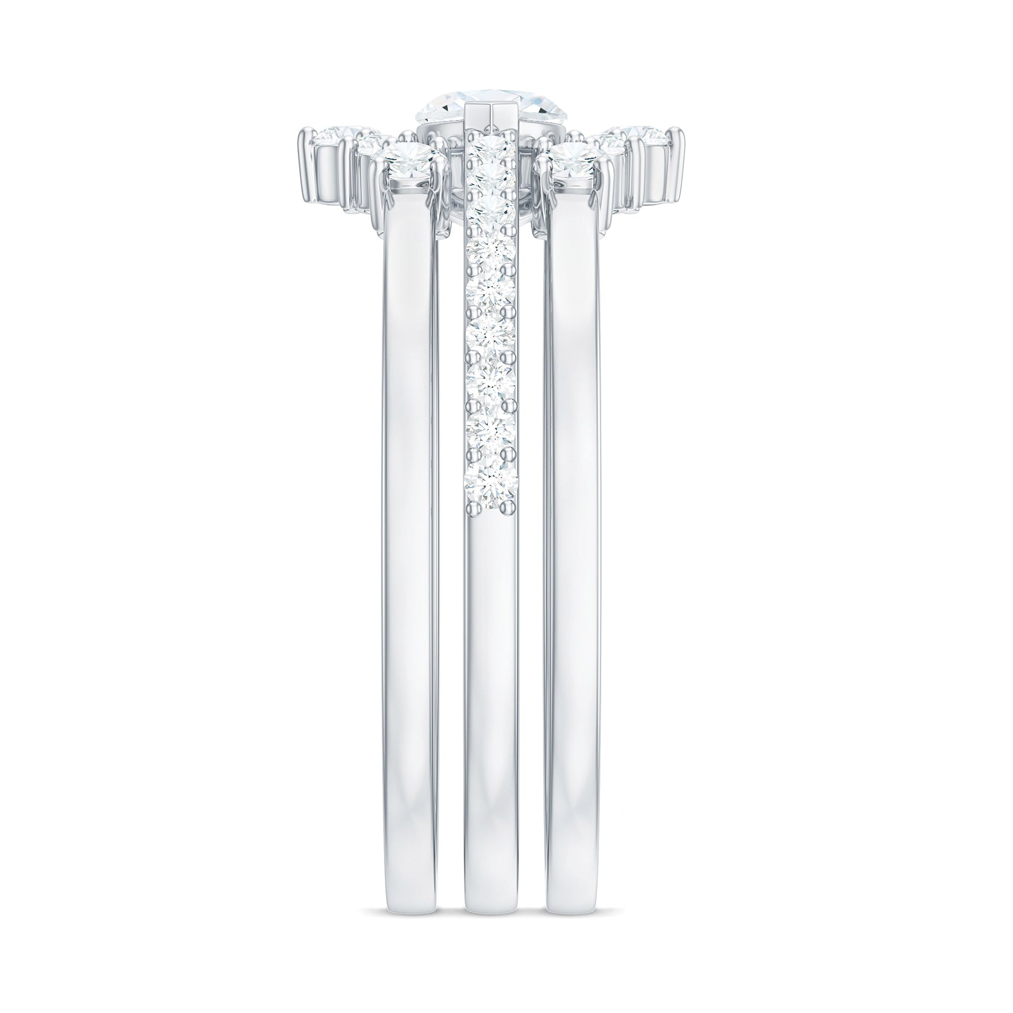Certified Moissanite Trio Bridal Ring Set for Women