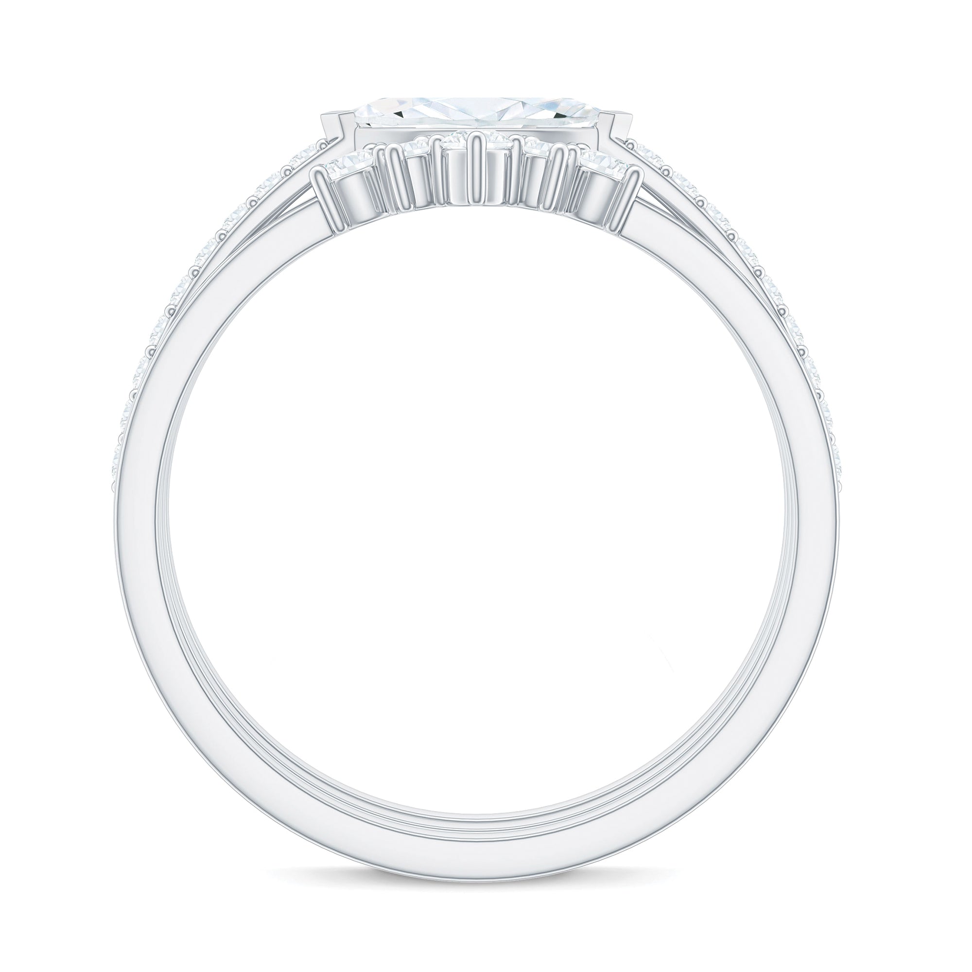 Certified Moissanite Trio Bridal Ring Set for Women