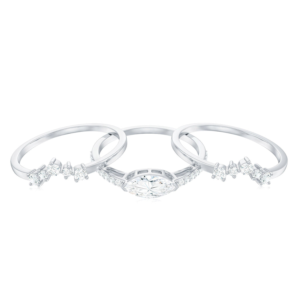 Certified Moissanite Trio Bridal Ring Set for Women