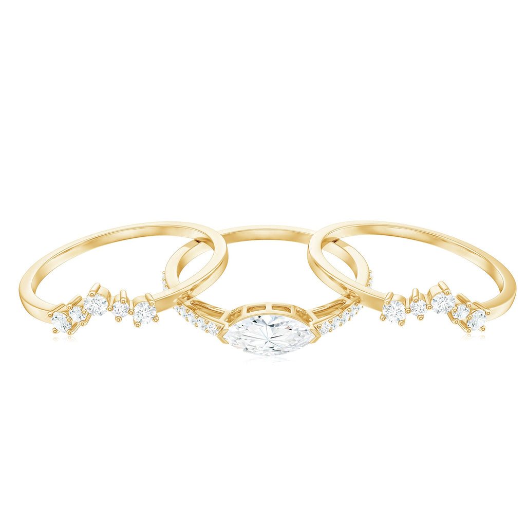 Certified Moissanite Trio Bridal Ring Set for Women