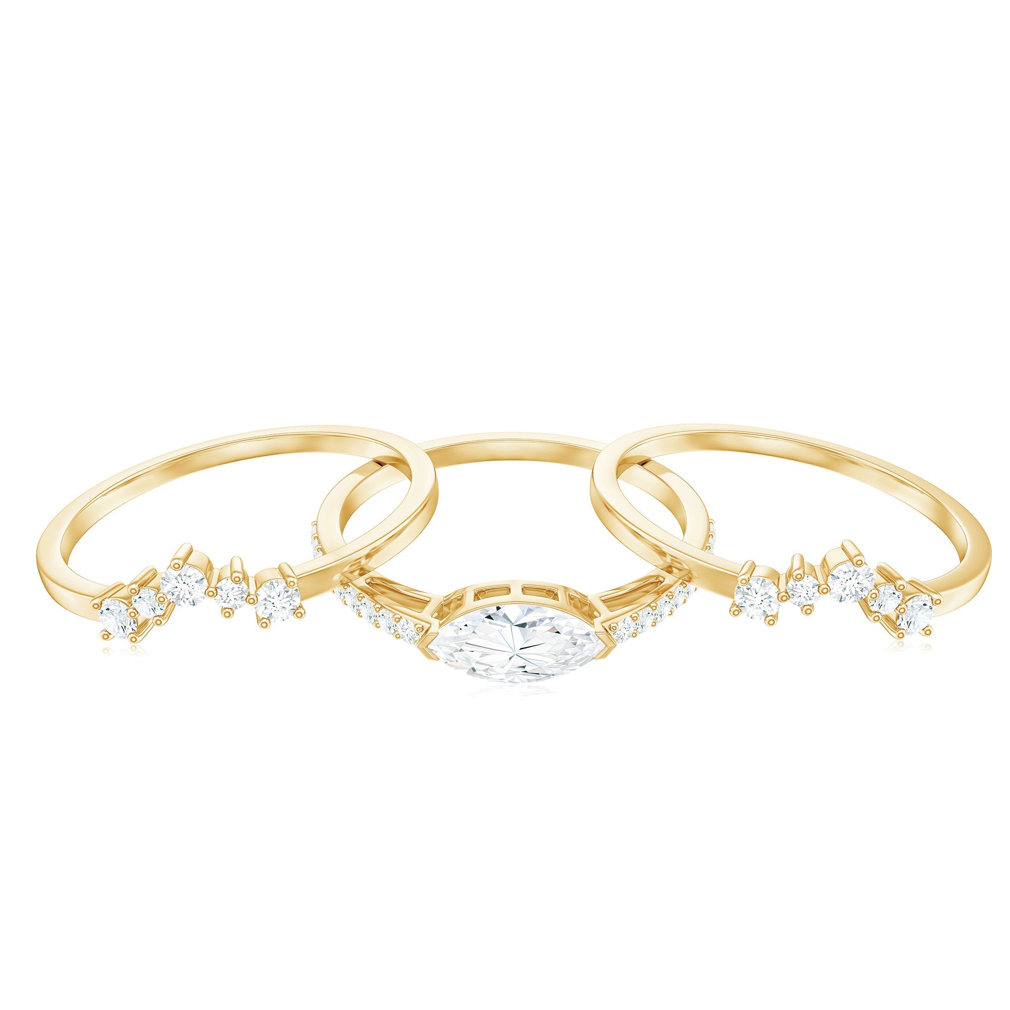 Certified Moissanite Trio Bridal Ring Set for Women