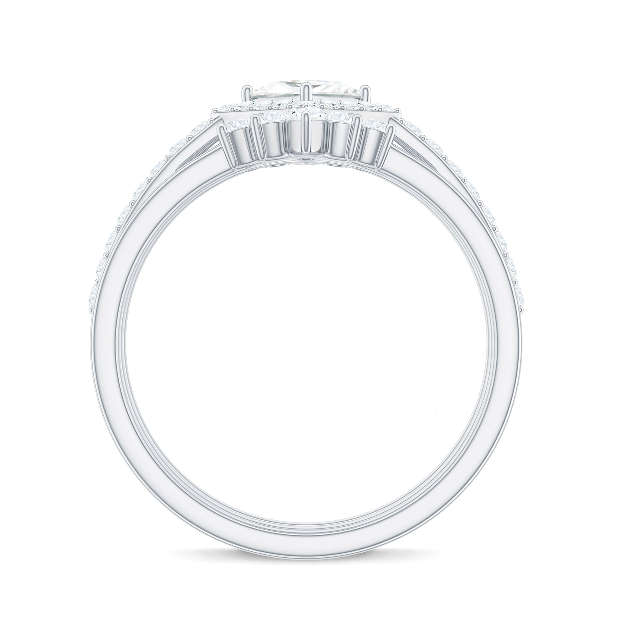 Princess Cut Moissanite Trio Bridal Ring Set with Certificate