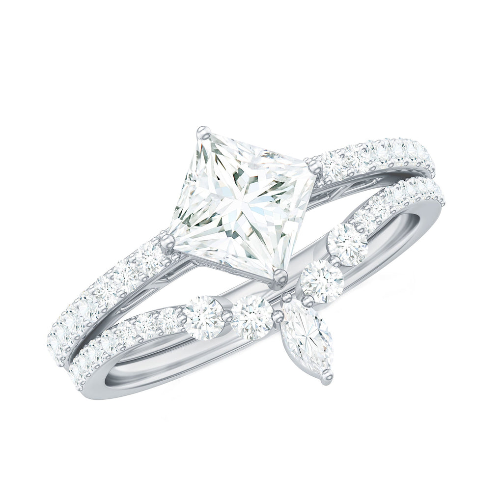 Princess Cut Moissanite Wedding Ring Set for Women