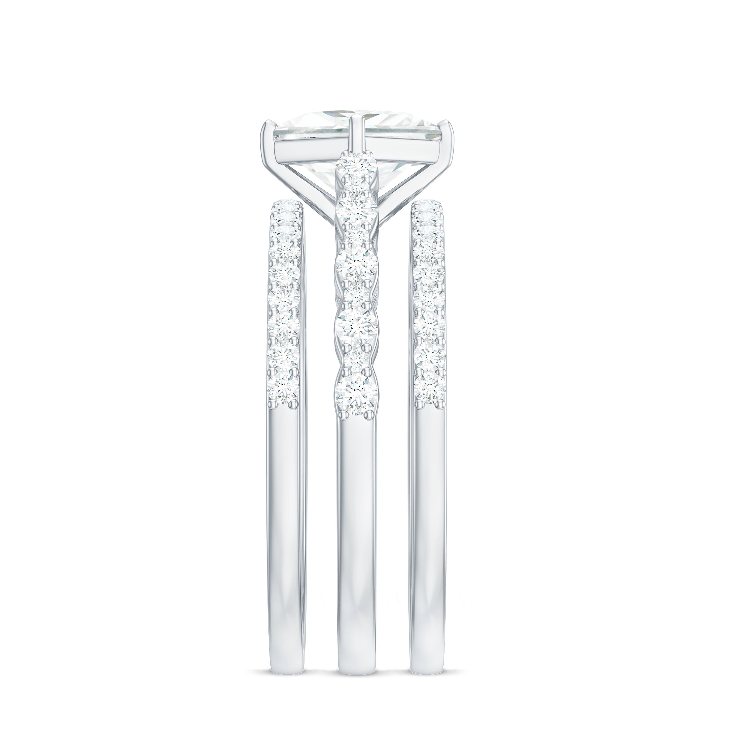 1.25 Carat Princess Cut Moissanite 3 Piece Bridal Ring Set