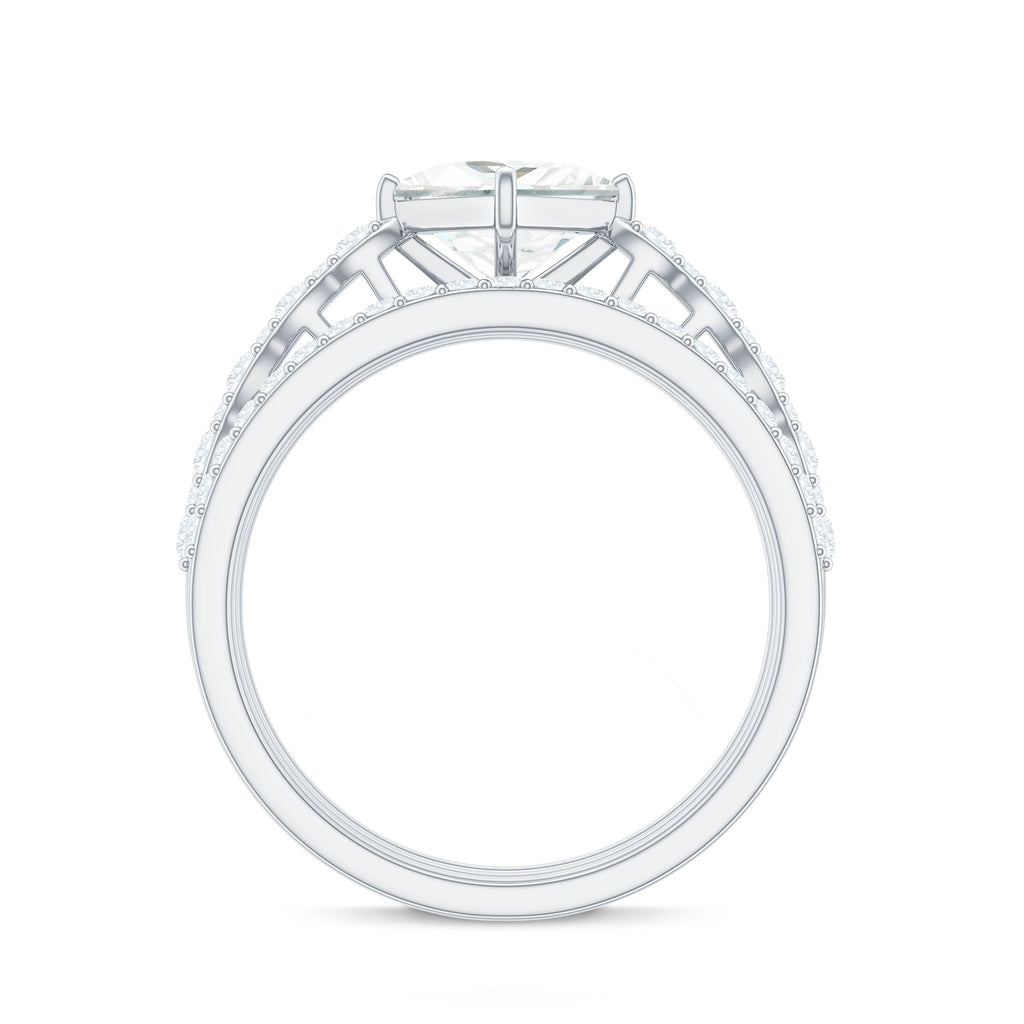 1.25 Carat Princess Cut Moissanite 3 Piece Bridal Ring Set