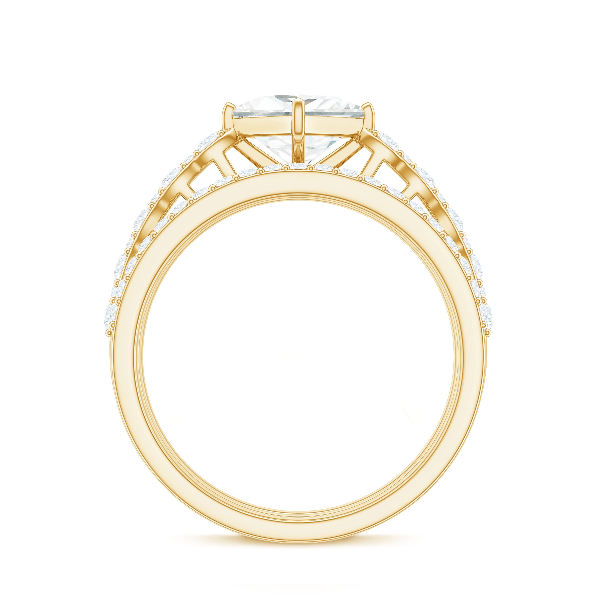 1.25 Carat Princess Cut Moissanite 3 Piece Bridal Ring Set