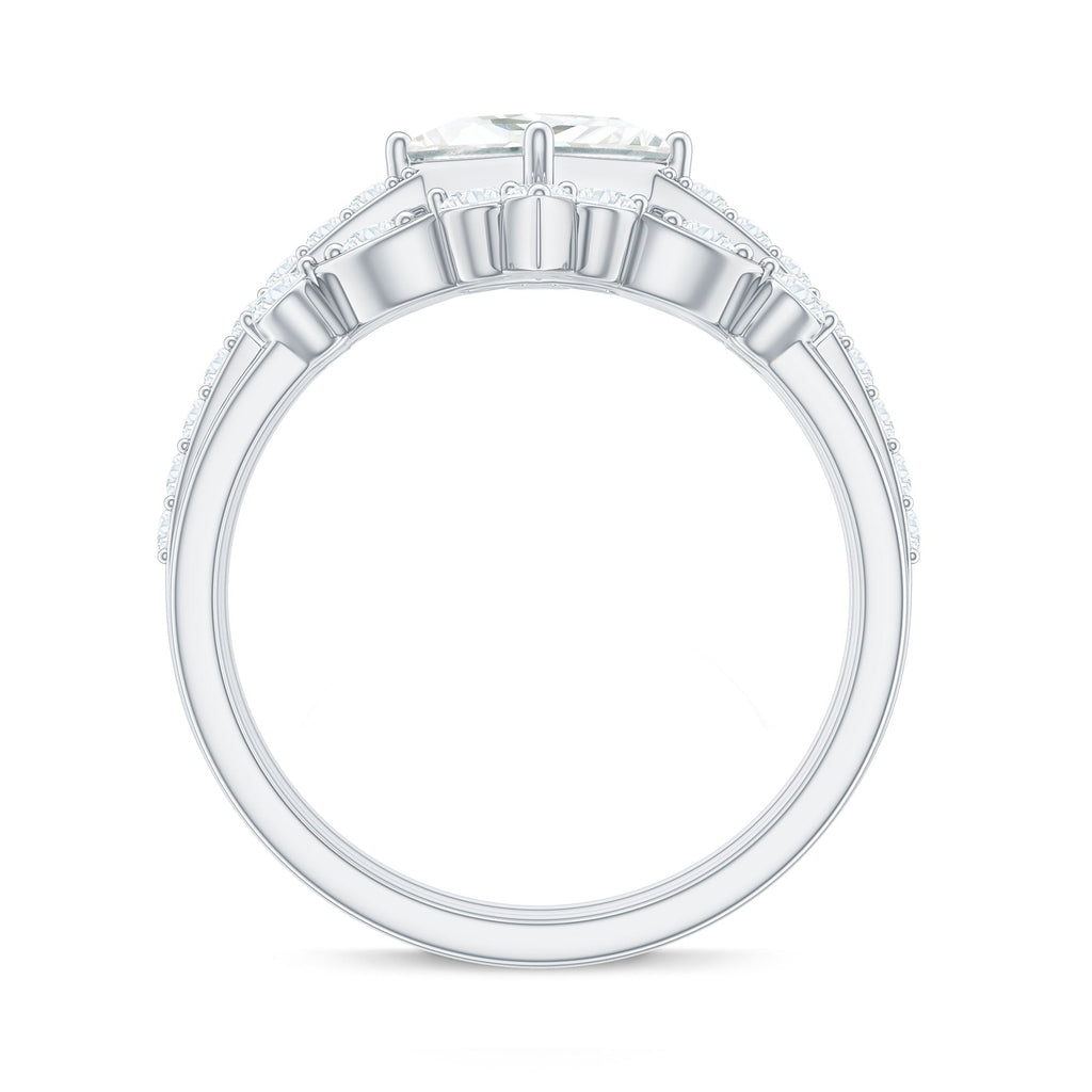 Classic Trio Bridal Ring Set with Princess and Round Cut Moissanites