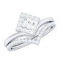 Certified Princess Cut Moissanite Wedding Ring Set for Women