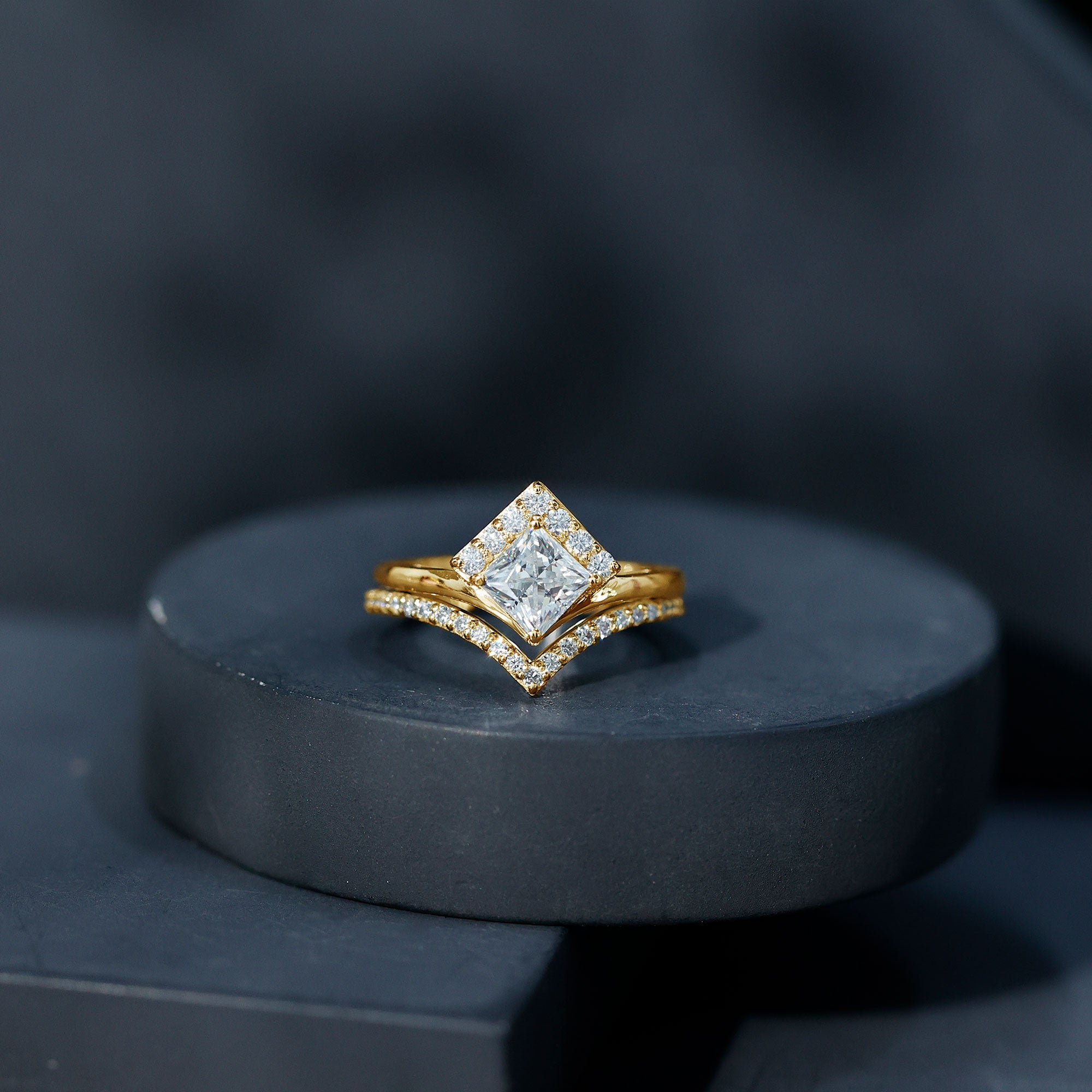 Certified Princess Cut Moissanite Wedding Ring Set for Women