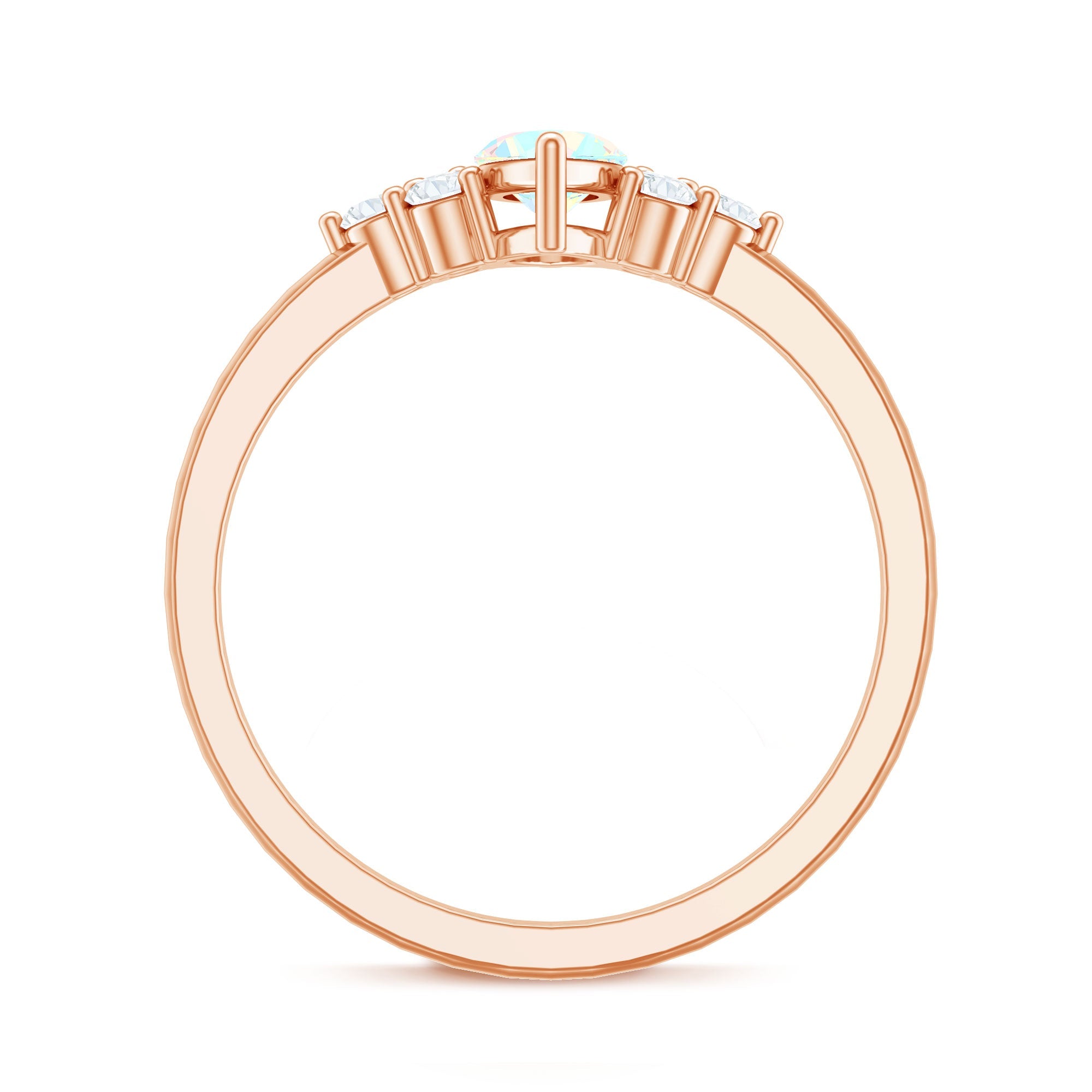 Vintage Looking Rainbow Opal Marquise Engagement Ring with Diamond Trio