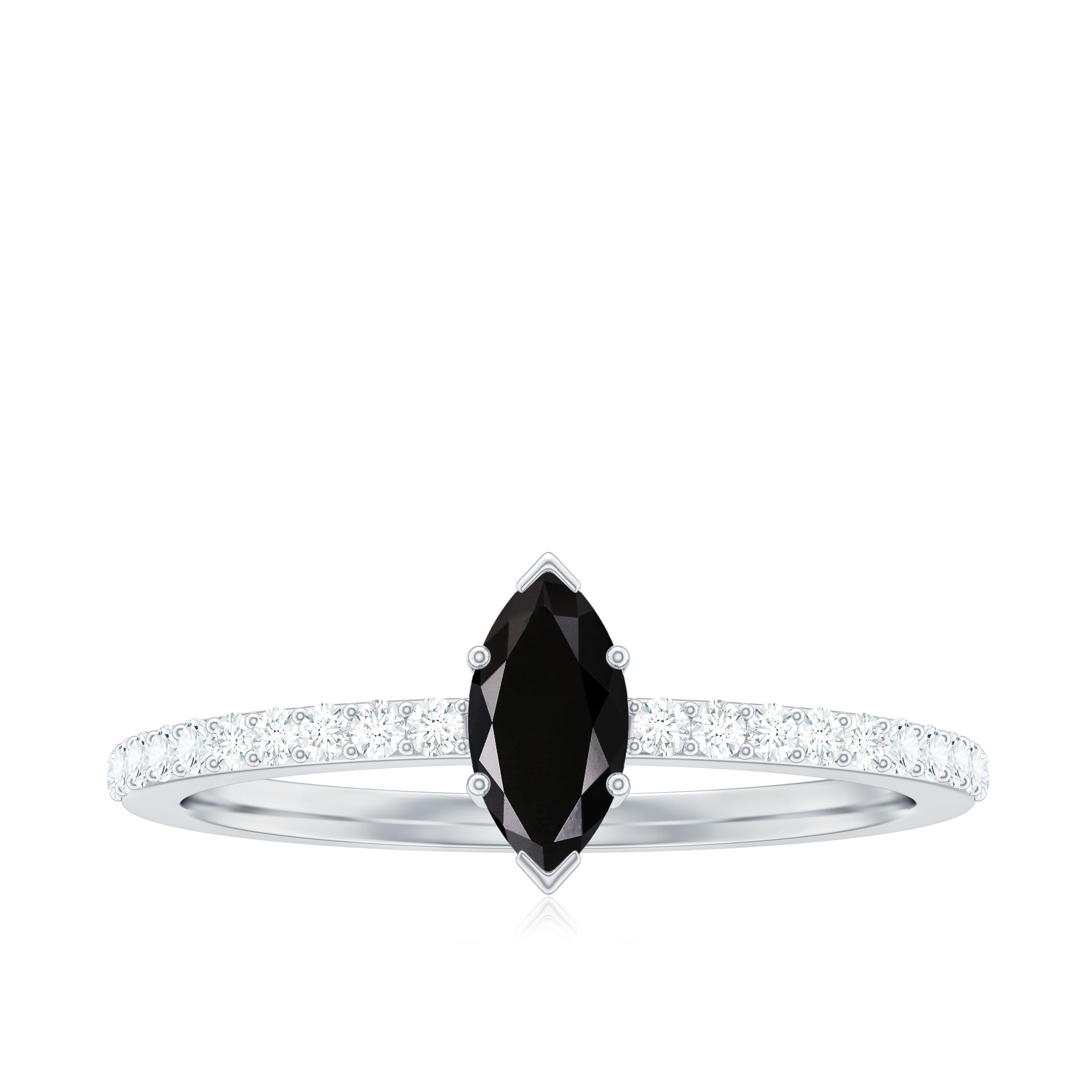 Marquise Black Spinel Diamond Promise Ring for Proposal