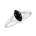 Minimal Black Spinel Marquise Engagement Ring with Diamond Split Shank