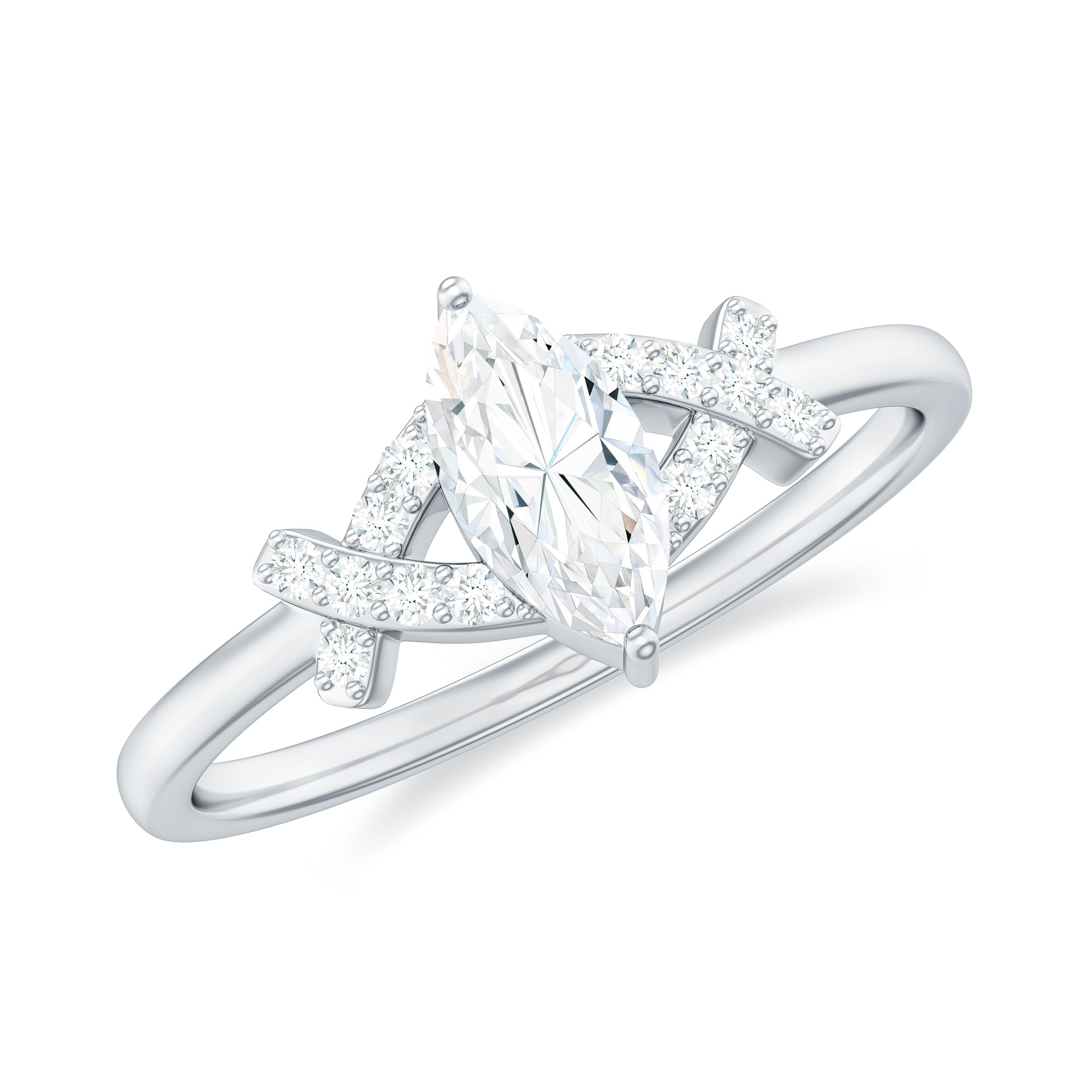 Certified Moissanite Marquise Engagement Ring for Women