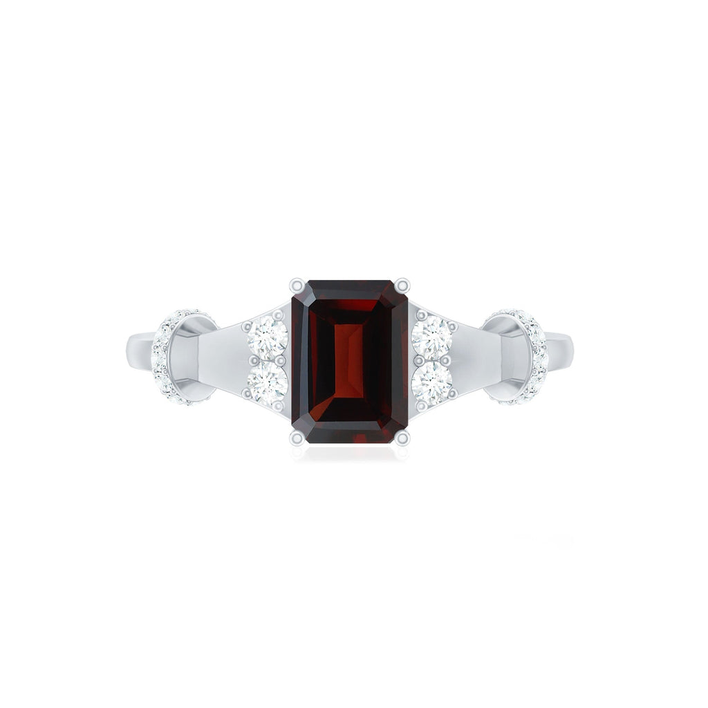 Real 2 Carat Garnet Designer Engagement Ring with Diamond