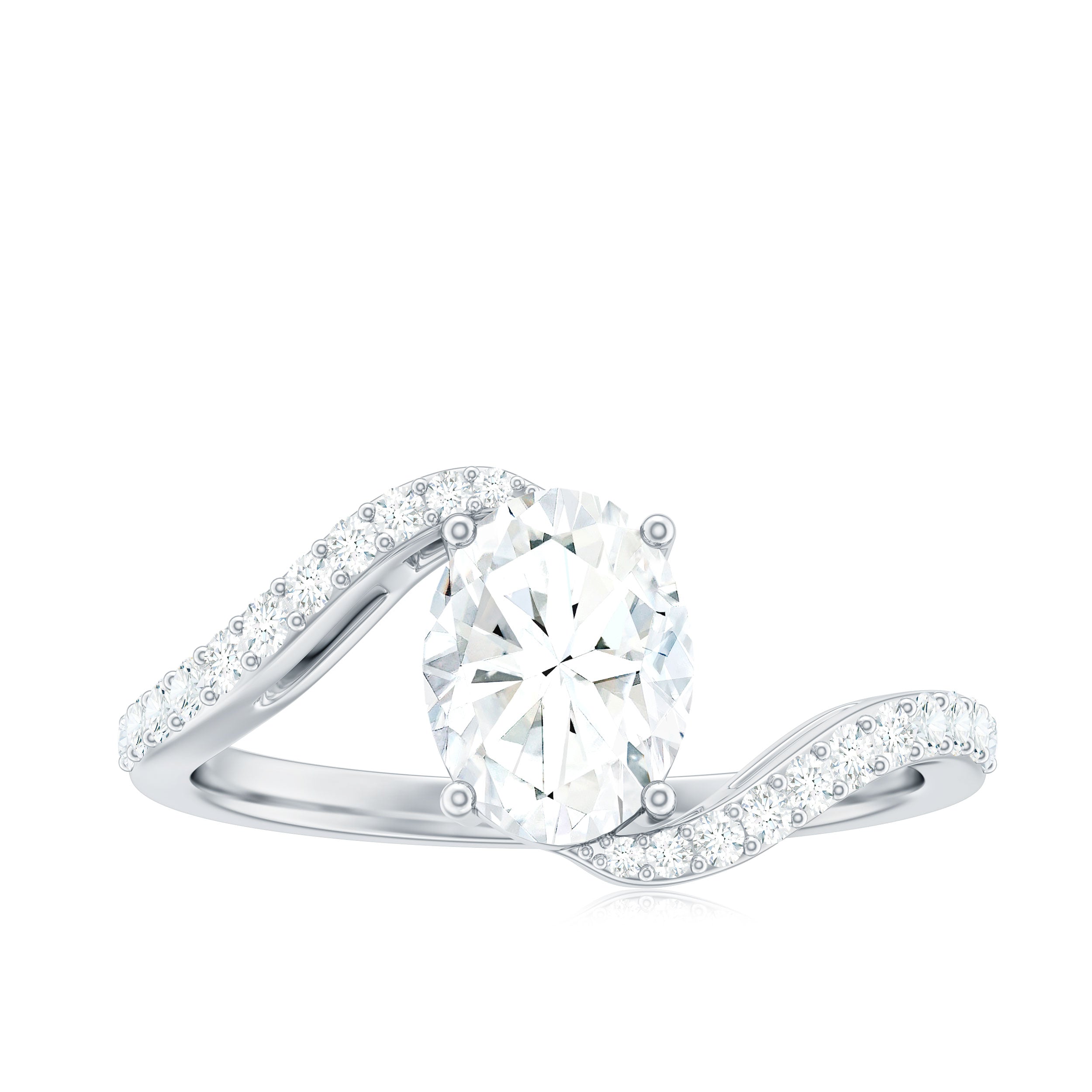 1.2 Carat Moissanite Oval Engagement Ring with Bypass Shank