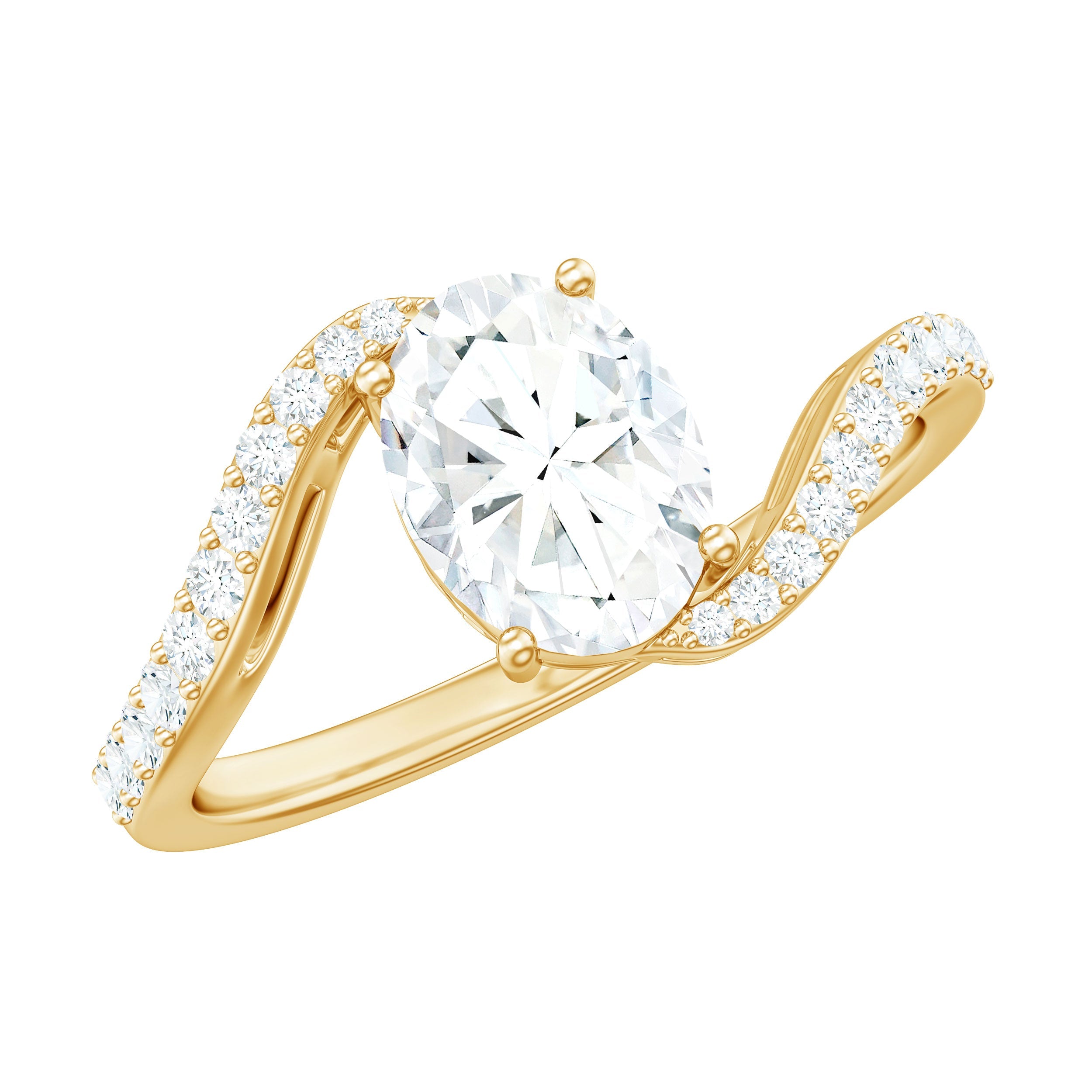 1.2 Carat Moissanite Oval Engagement Ring with Bypass Shank