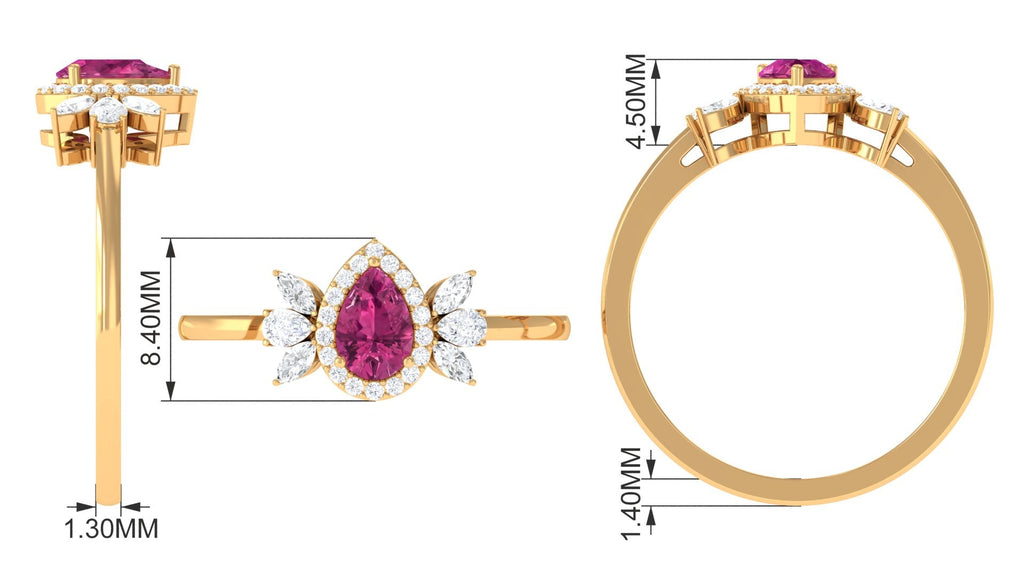 Pink Tourmaline Engagement Ring with Diamond Halo