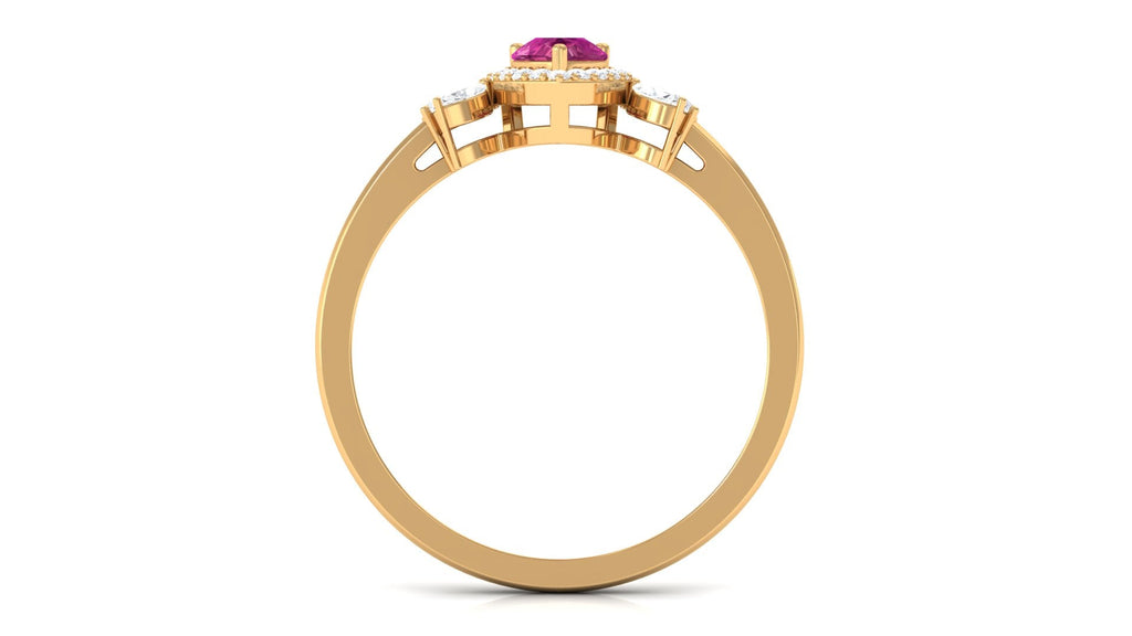 Pink Tourmaline Engagement Ring with Diamond Halo