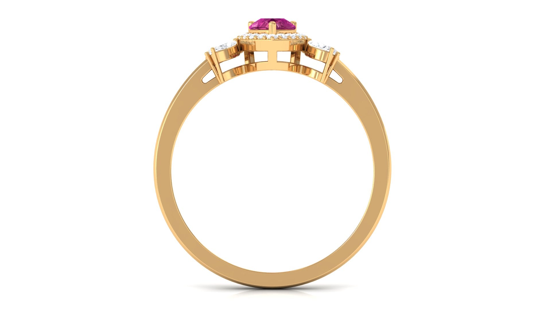 Pink Tourmaline Engagement Ring with Diamond Halo