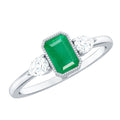 0.6 Carat Emerald 3 Stone Ring with Diamond