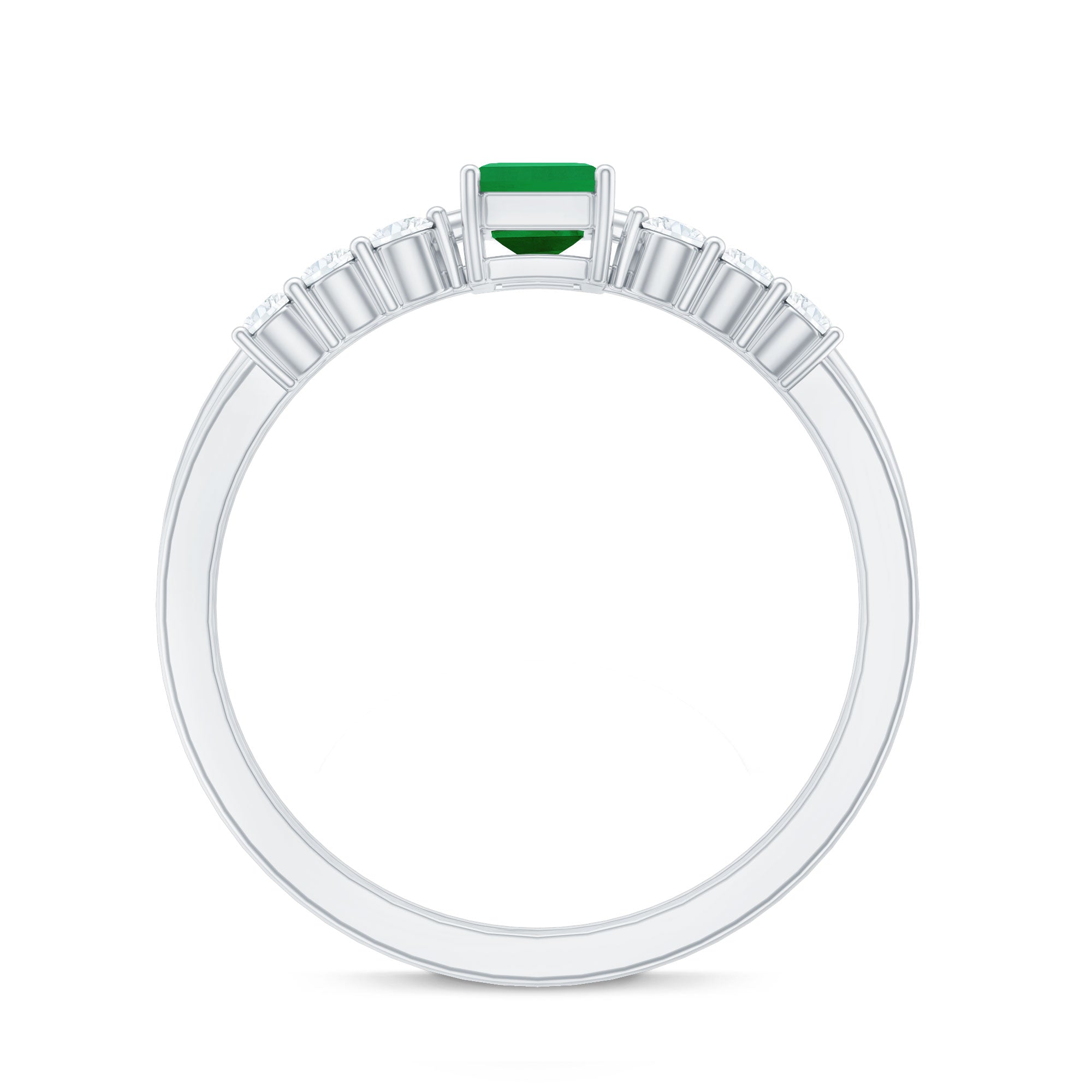 Natural 0.6 Carat Emerald Cut Emerald Diamond Engagement Wedding Ring Set of 2