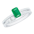 Genuine Emerald Diamond Emerald Cut Engagement Ring with Enhancer