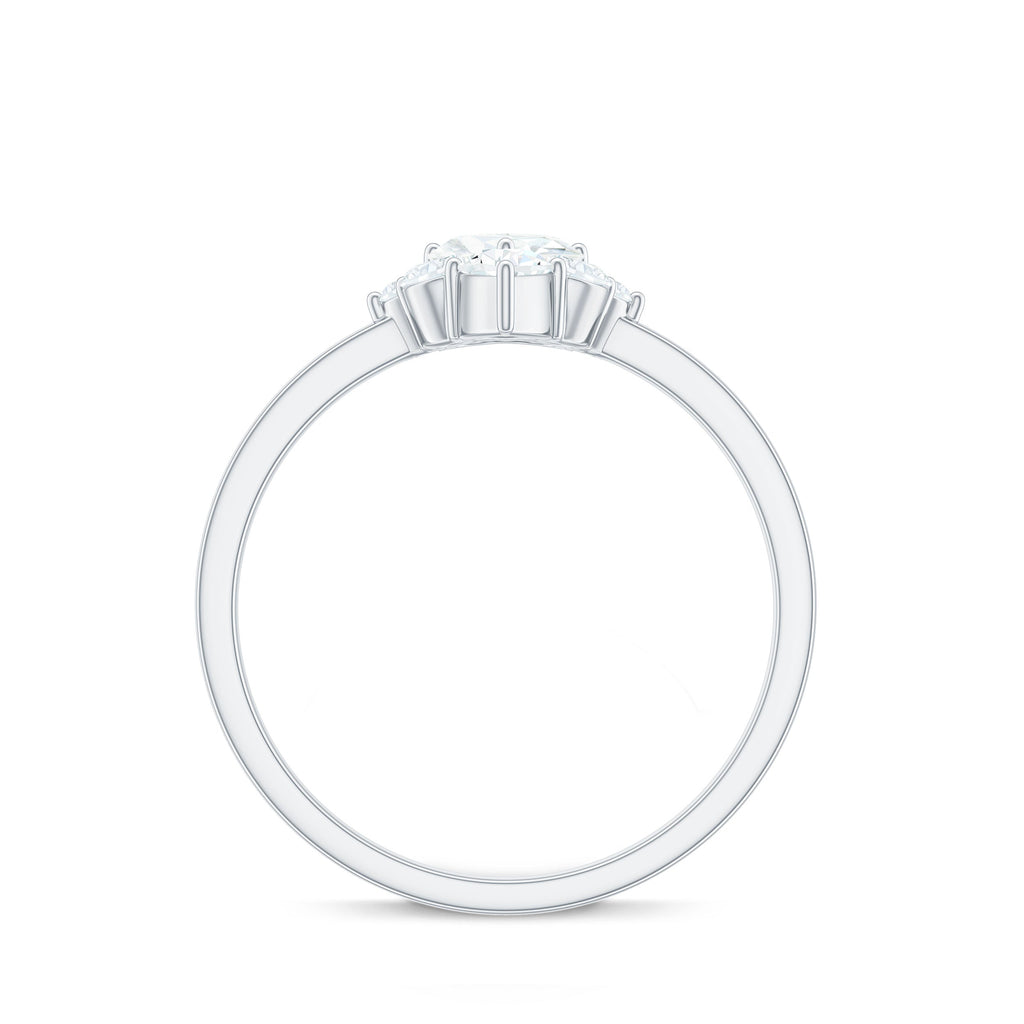 Certified Moissanite Heart Promise Ring with Accent