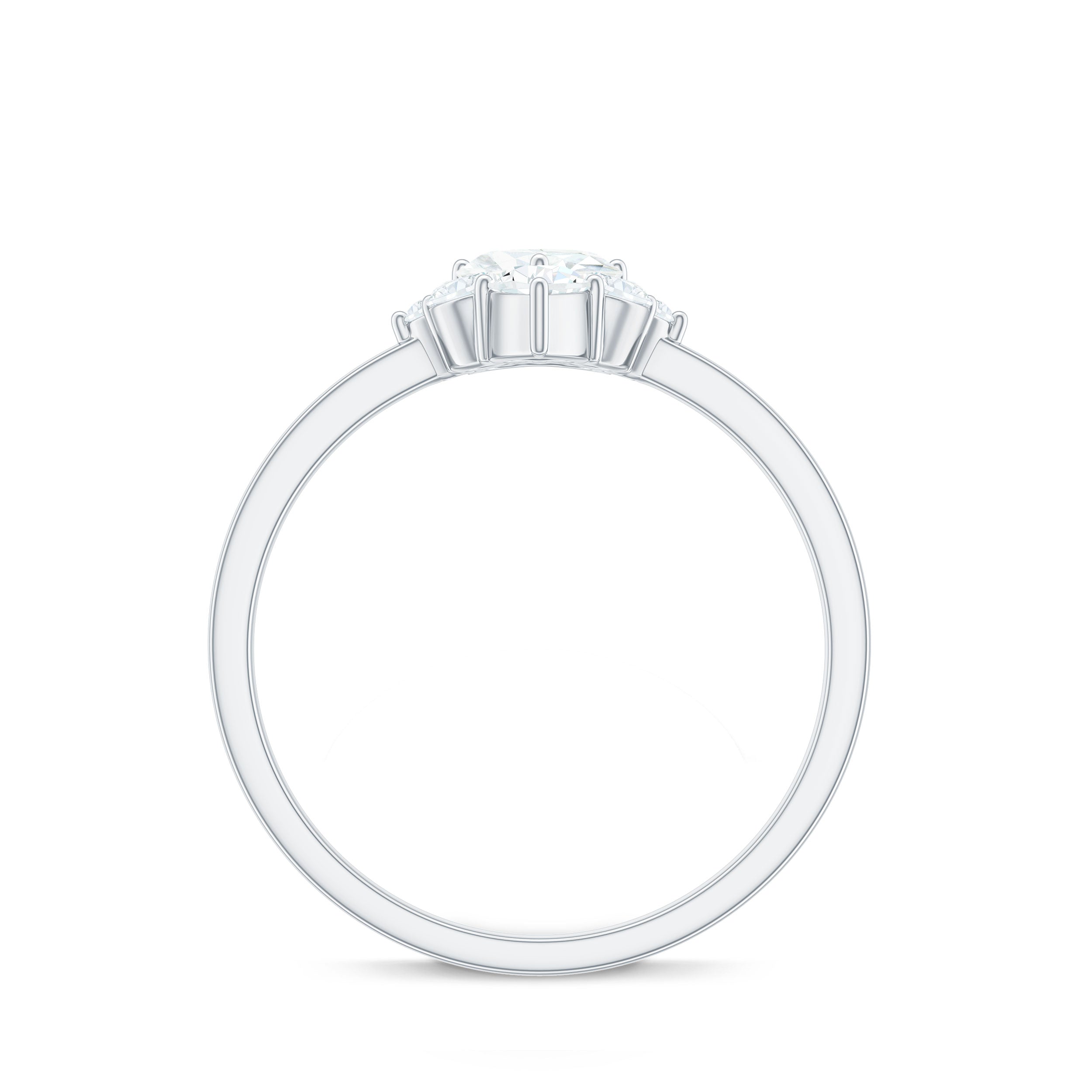 Certified Moissanite Heart Promise Ring with Accent