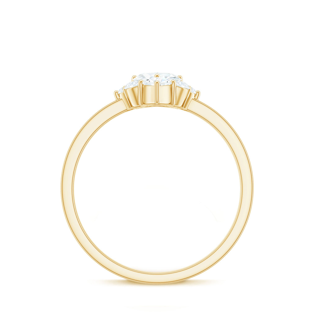 Certified Moissanite Heart Promise Ring with Accent