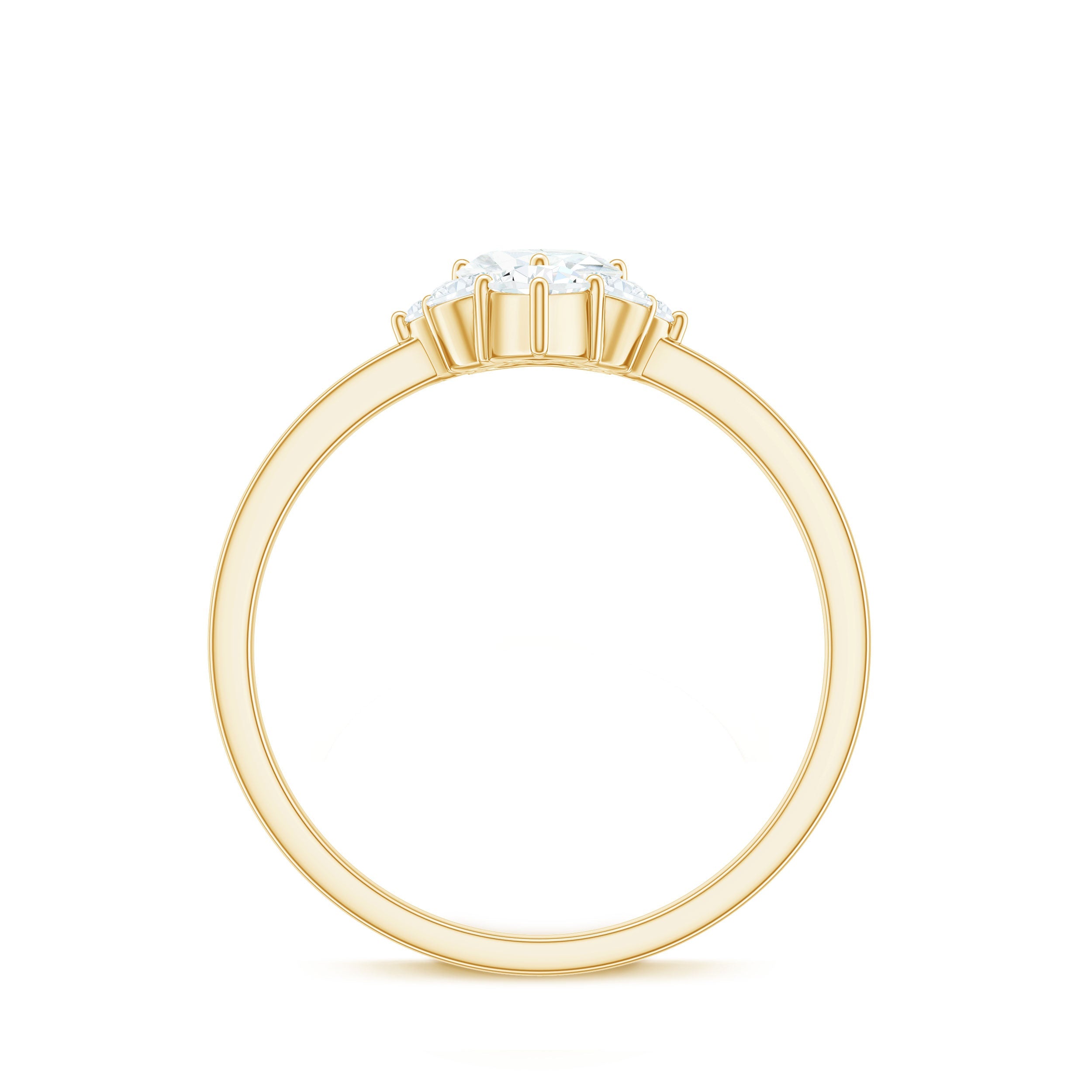 Certified Moissanite Heart Promise Ring with Accent