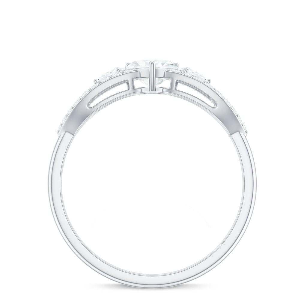 Certified Moissanite Heart Promise Ring with Split Shank