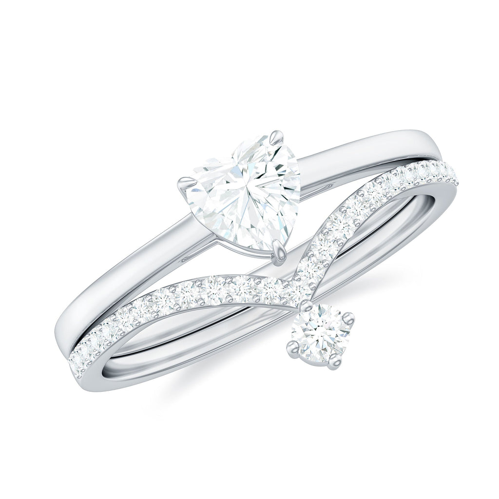 Heart Shape Moissanite Solitaire Engagement Ring with Enhancer