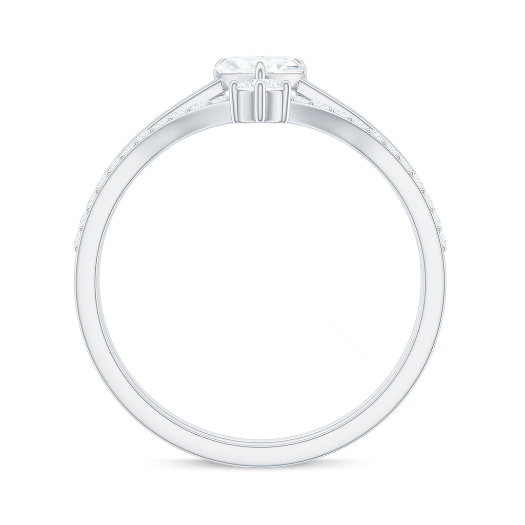 Heart Shape Moissanite Solitaire Engagement Ring with Enhancer