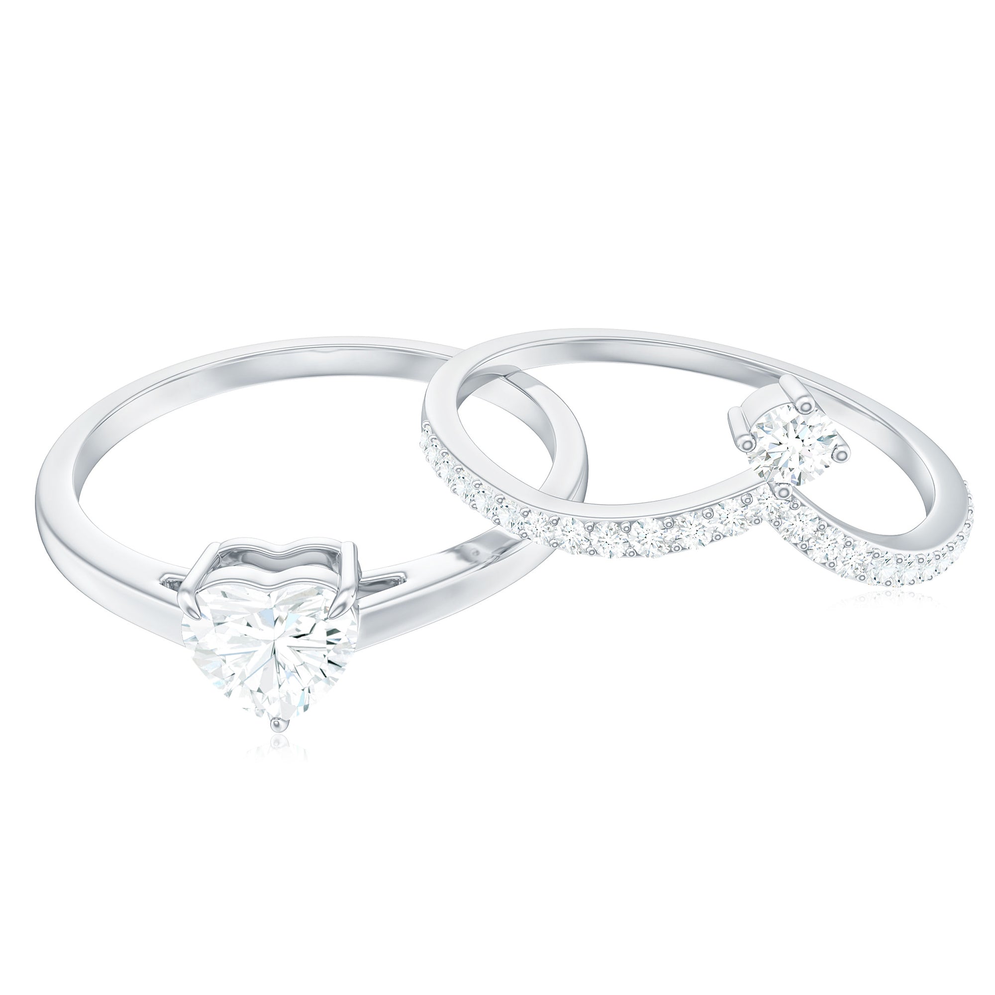 Heart Shape Moissanite Solitaire Engagement Ring with Enhancer