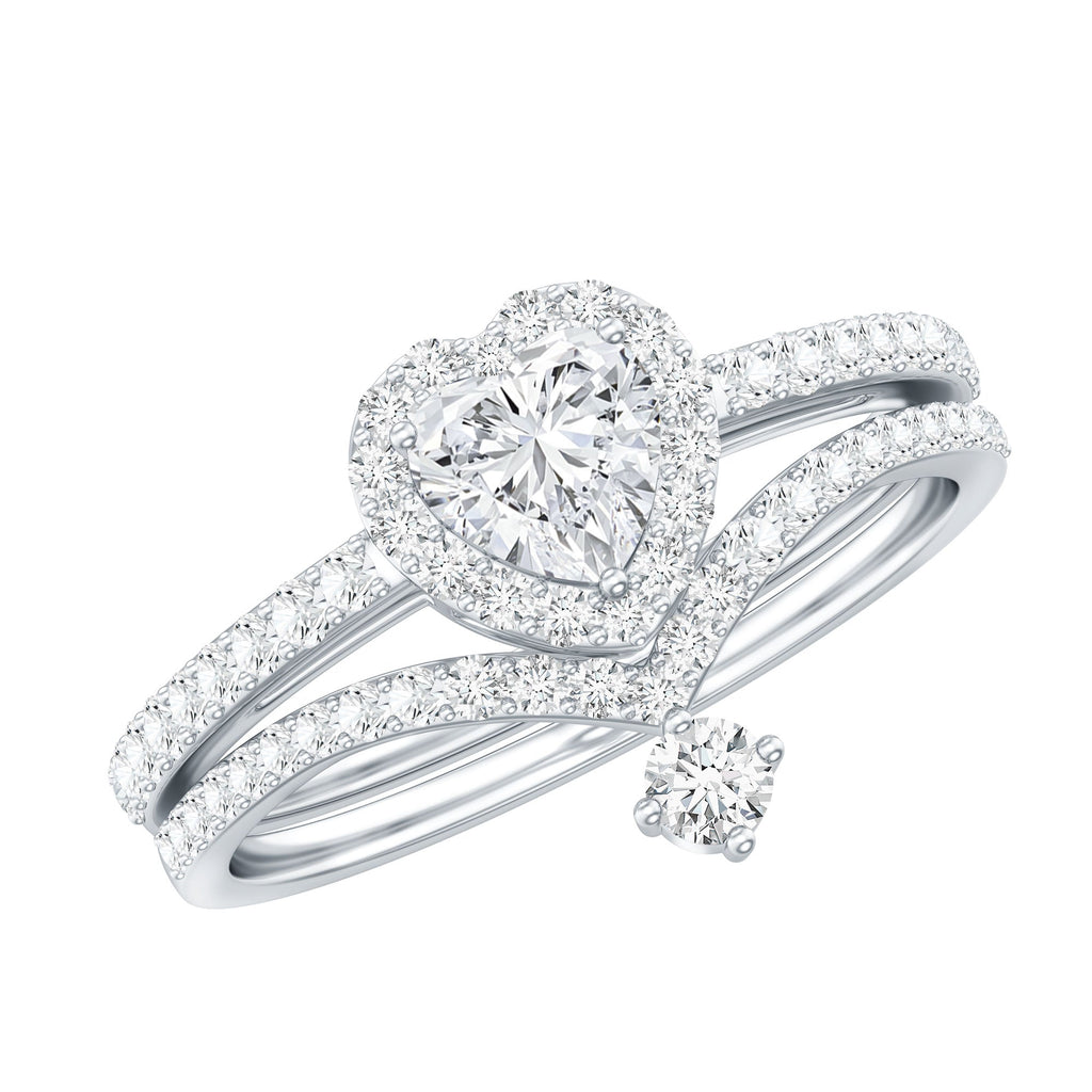 Certified Moissanite Heart Wedding Ring Set for Women