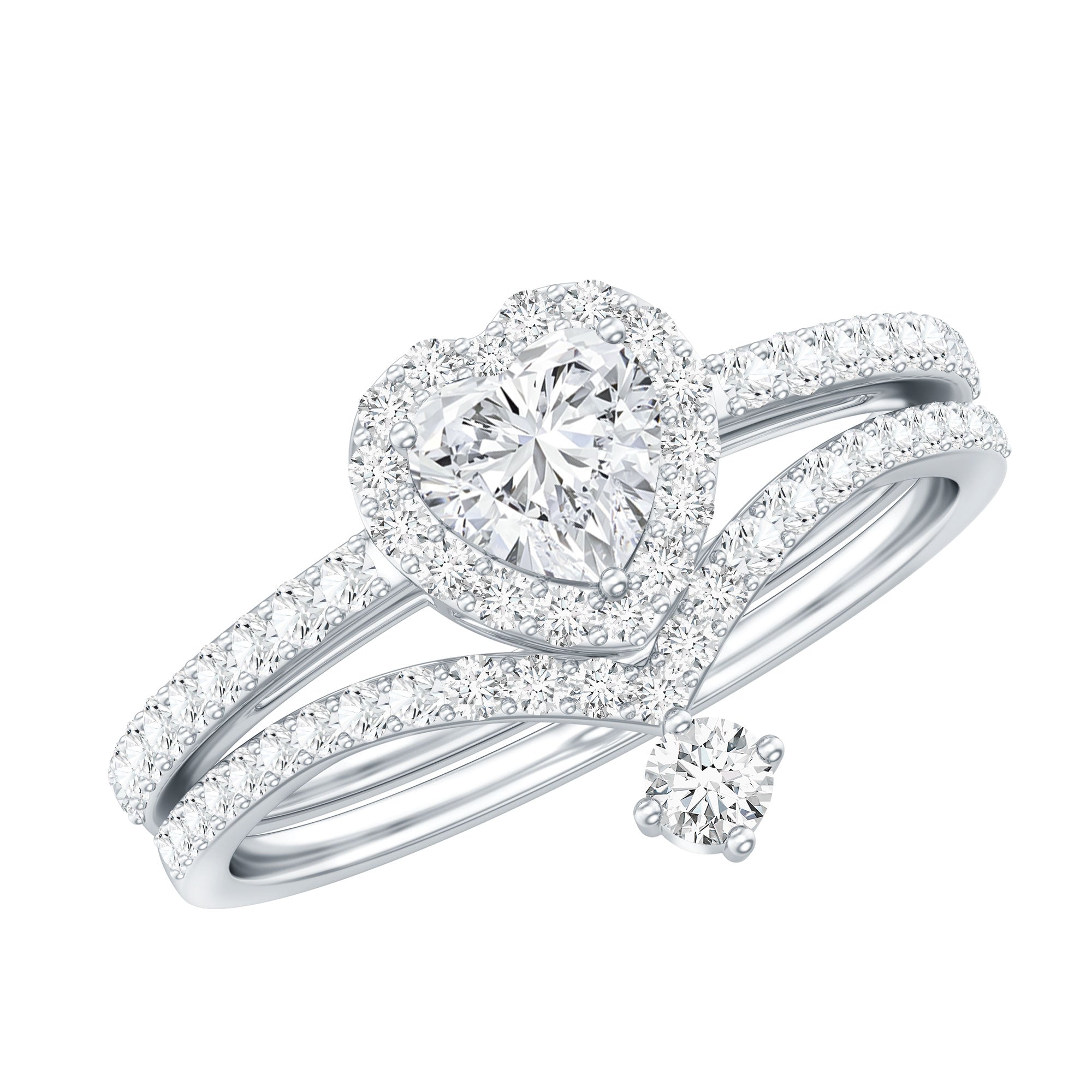 Certified Moissanite Heart Wedding Ring Set for Women