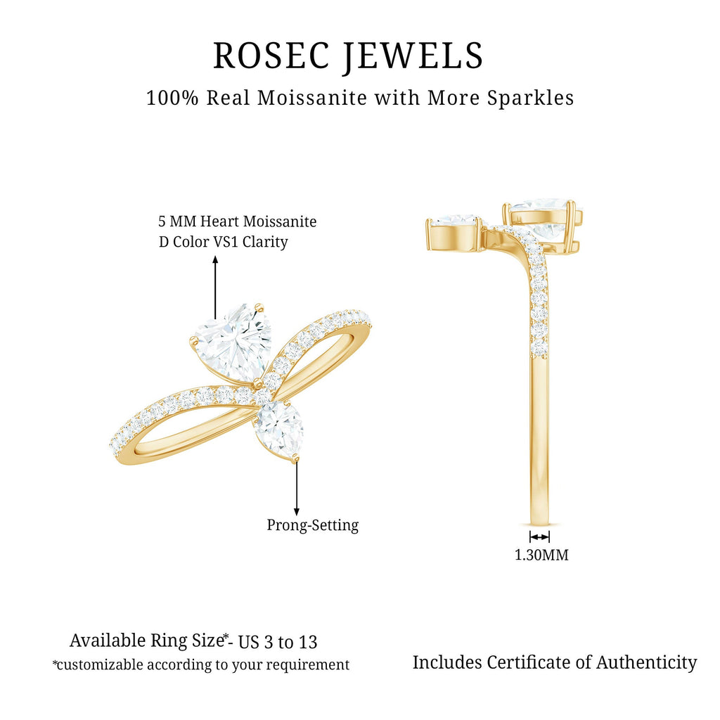 Designer Moissanite Heart Engagement Ring for Women