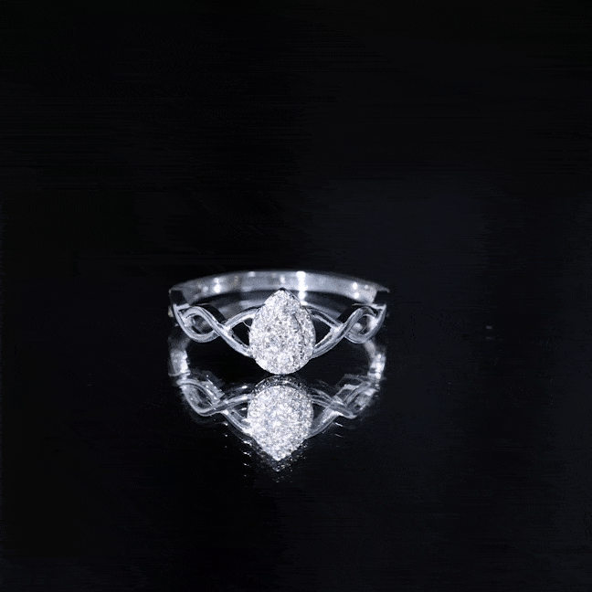 Illusion Set Round Moissanite Crossover Halo Engagement Ring