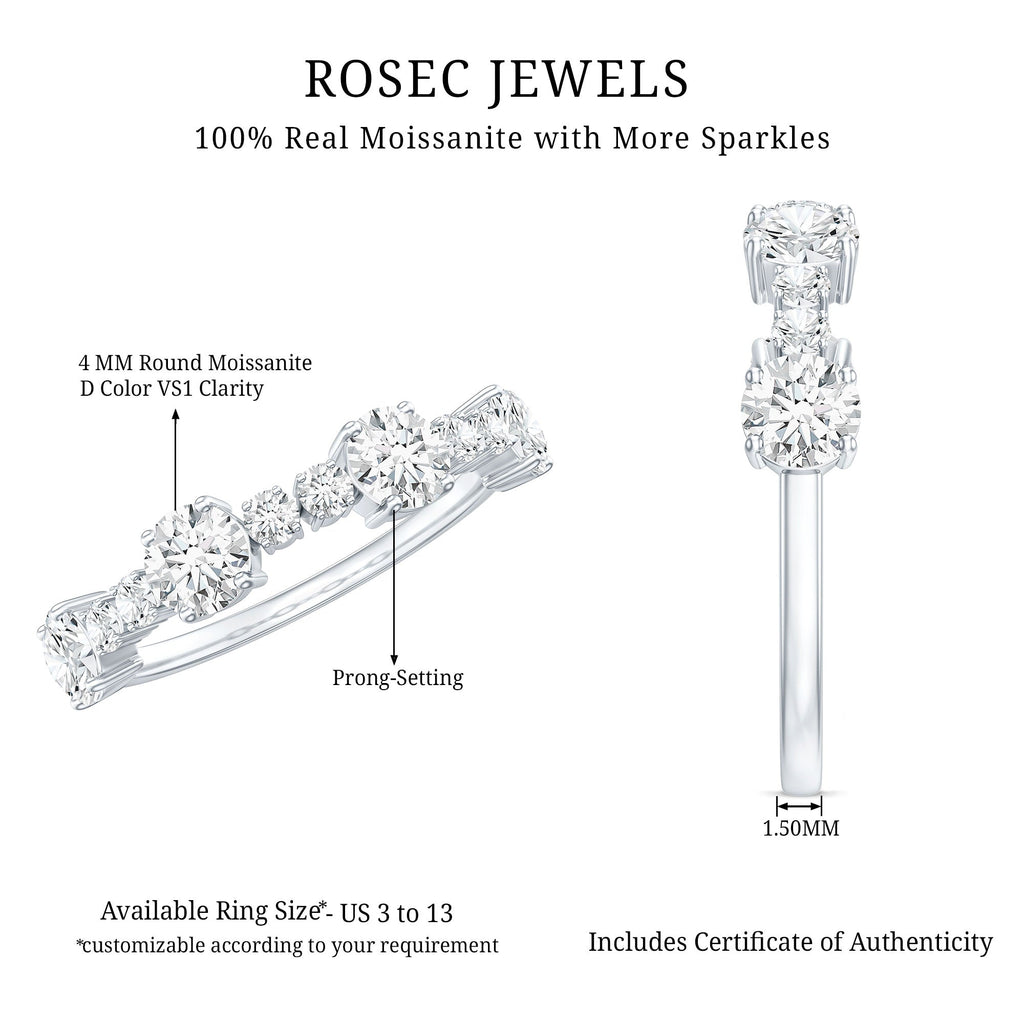 Round Moissanite Half Eternity Wedding Band