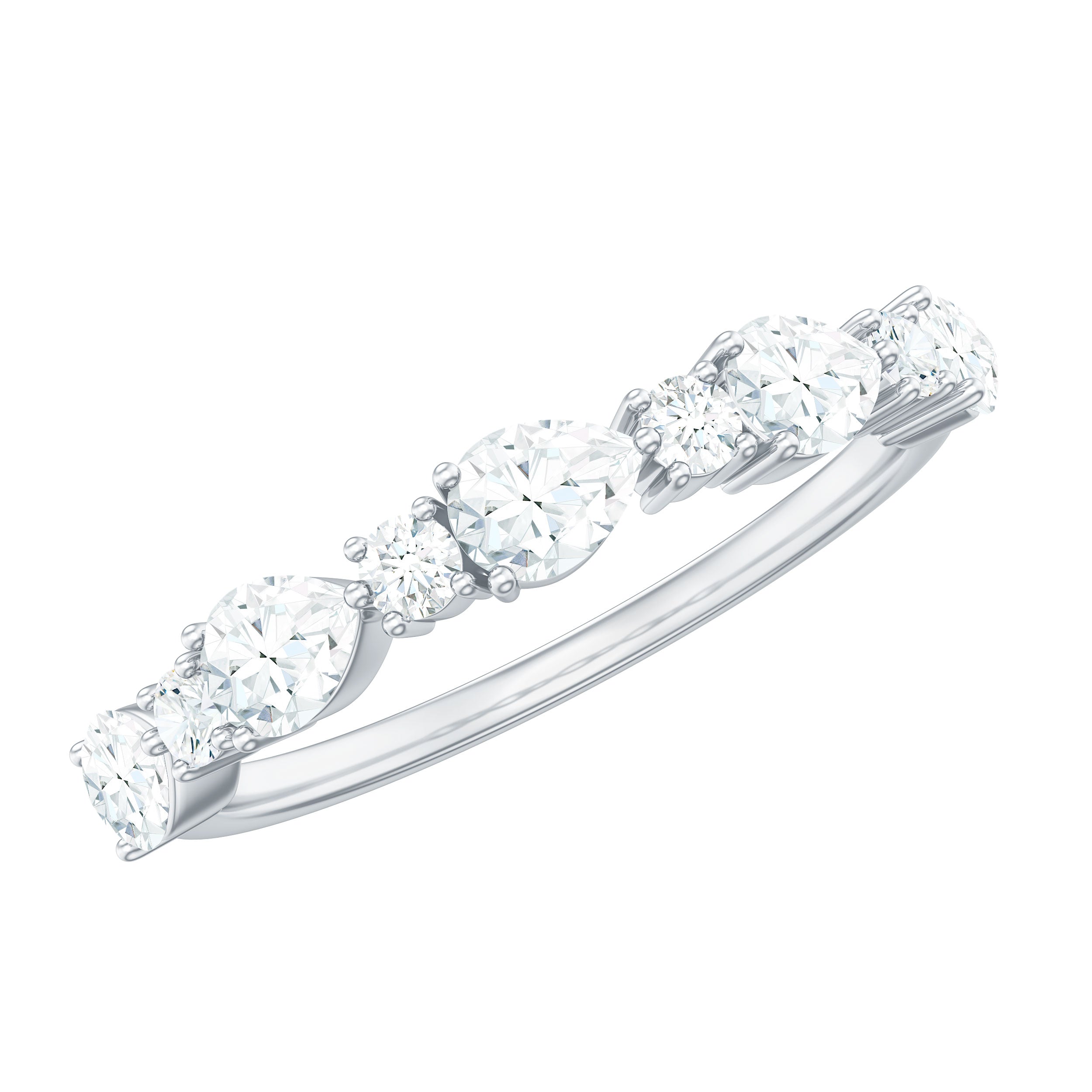 Certified Moissanite Half Eternity Stackable Ring for Women