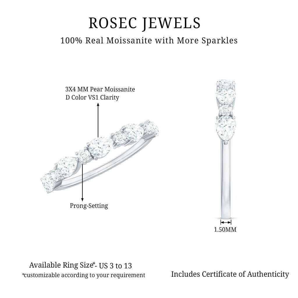 Certified Moissanite Half Eternity Stackable Ring for Women