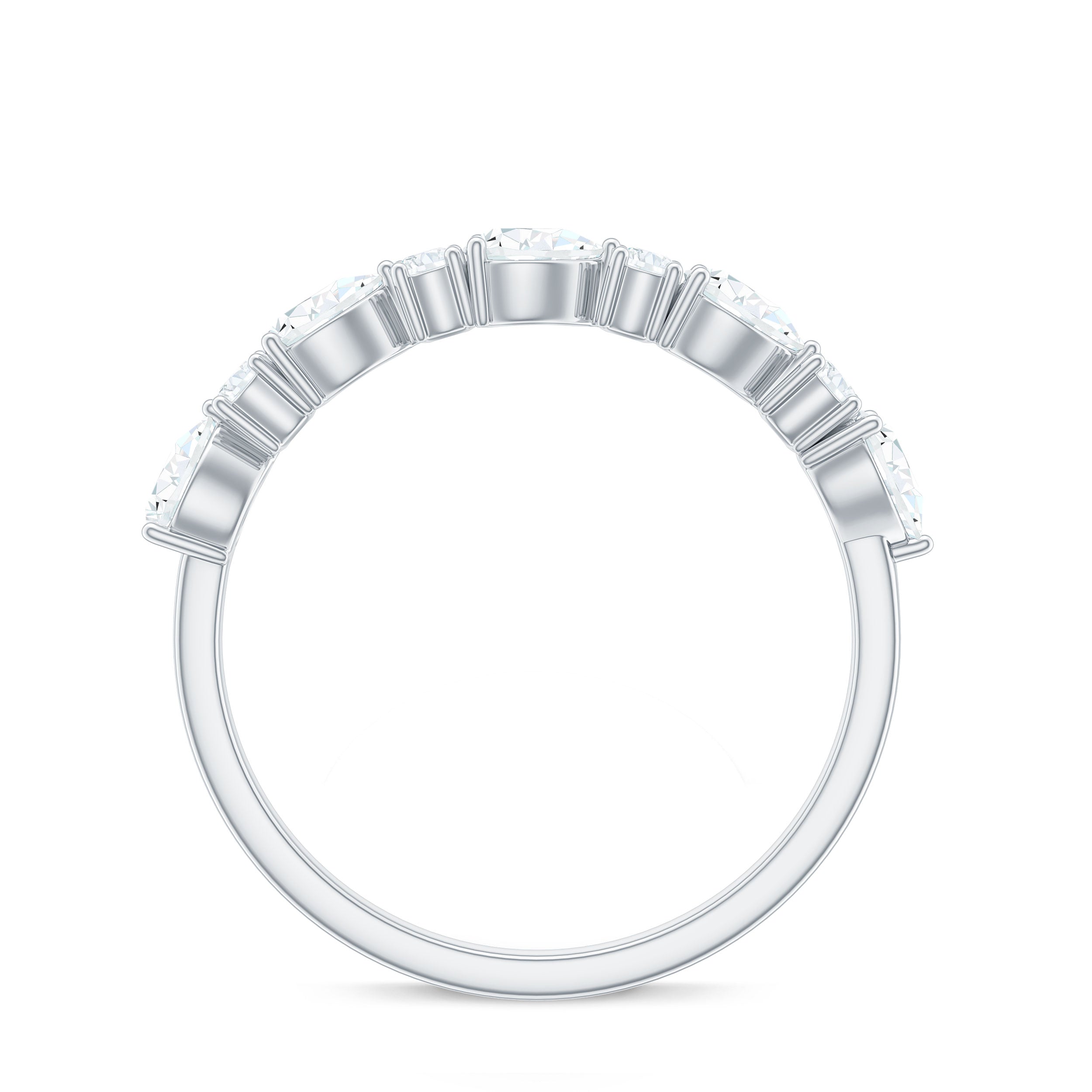 Certified Moissanite Half Eternity Stackable Ring for Women