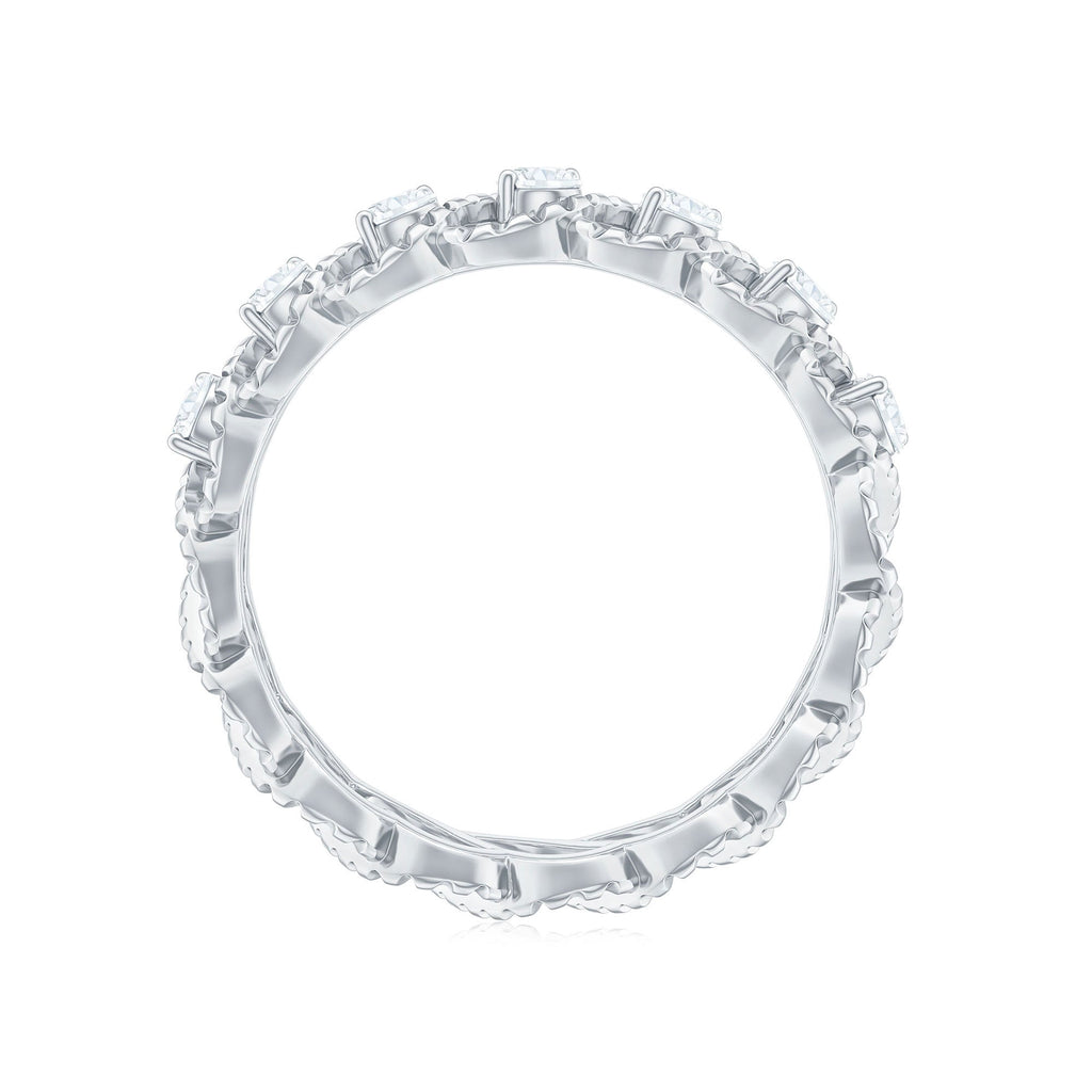 Round Moissanite Twisted Half Eternity Wedding Band