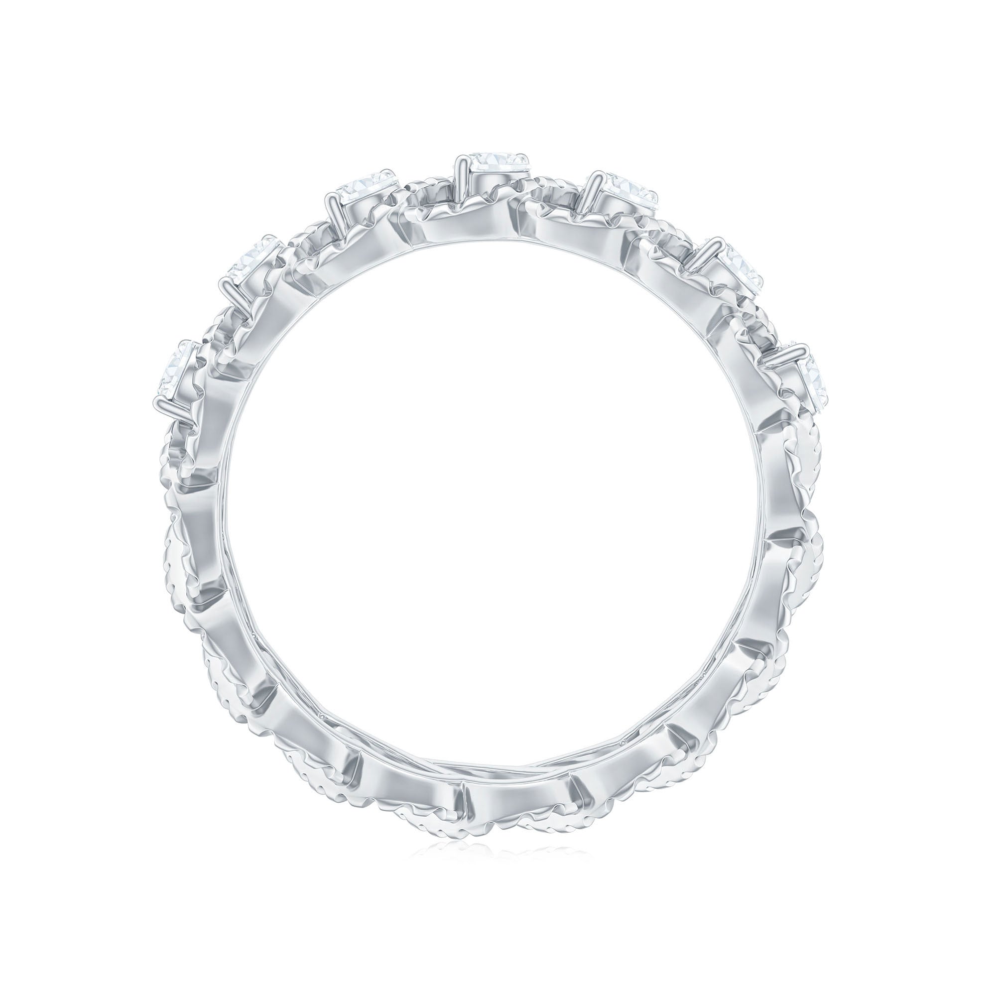 Round Moissanite Twisted Half Eternity Wedding Band