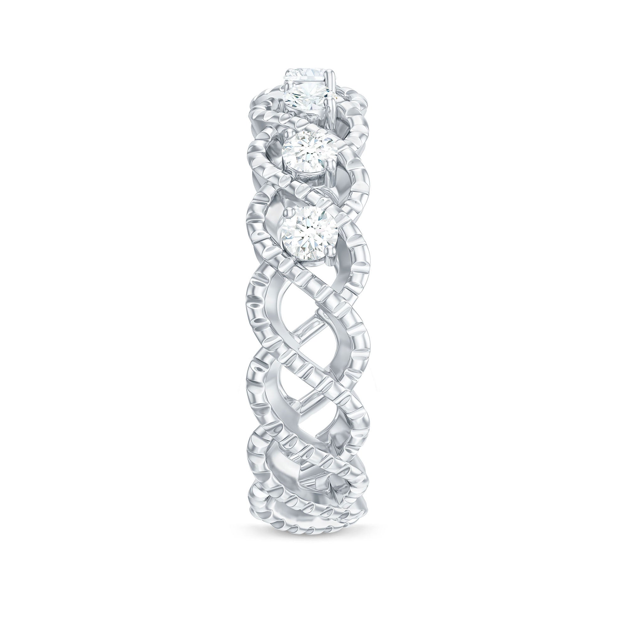 Round Moissanite Twisted Half Eternity Wedding Band