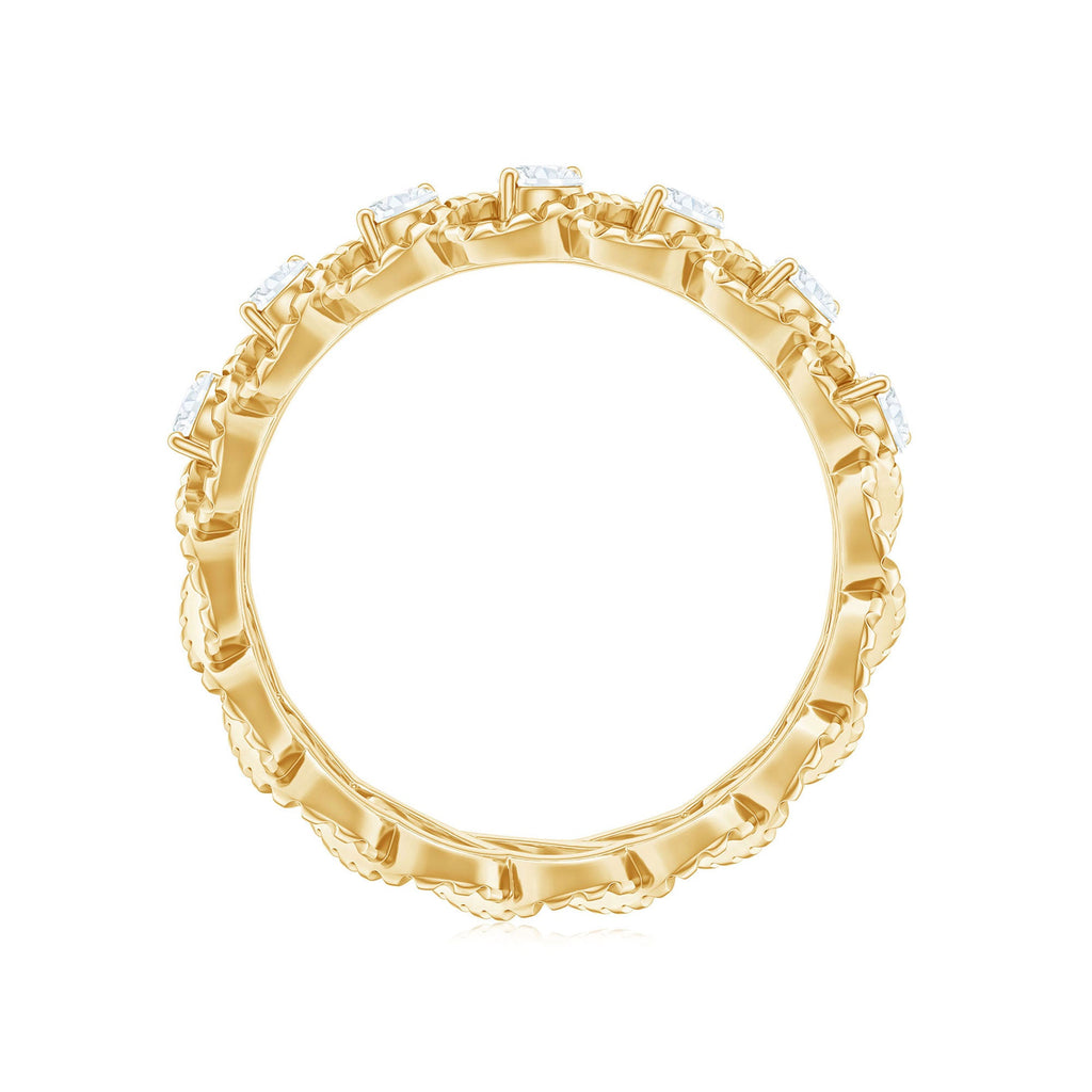 Round Moissanite Twisted Half Eternity Wedding Band