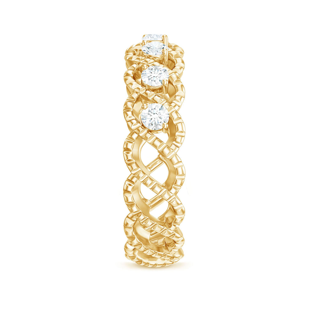Round Moissanite Twisted Half Eternity Wedding Band